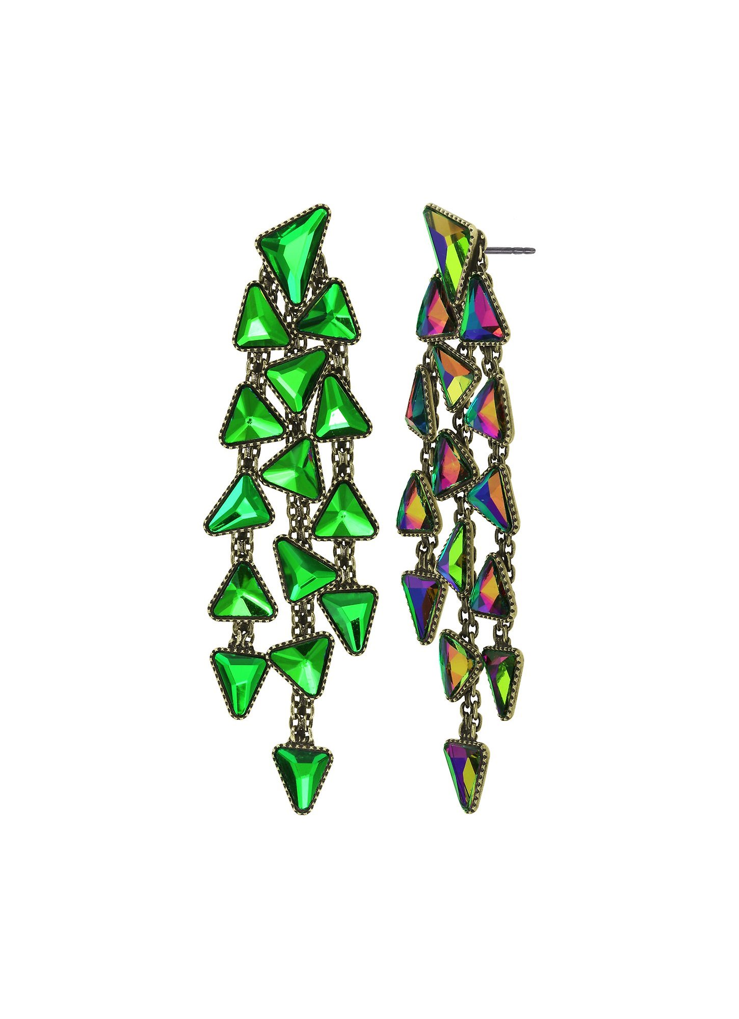 image pour Clou d'oreille pendant Jumping Angles Vert crystal volcano 