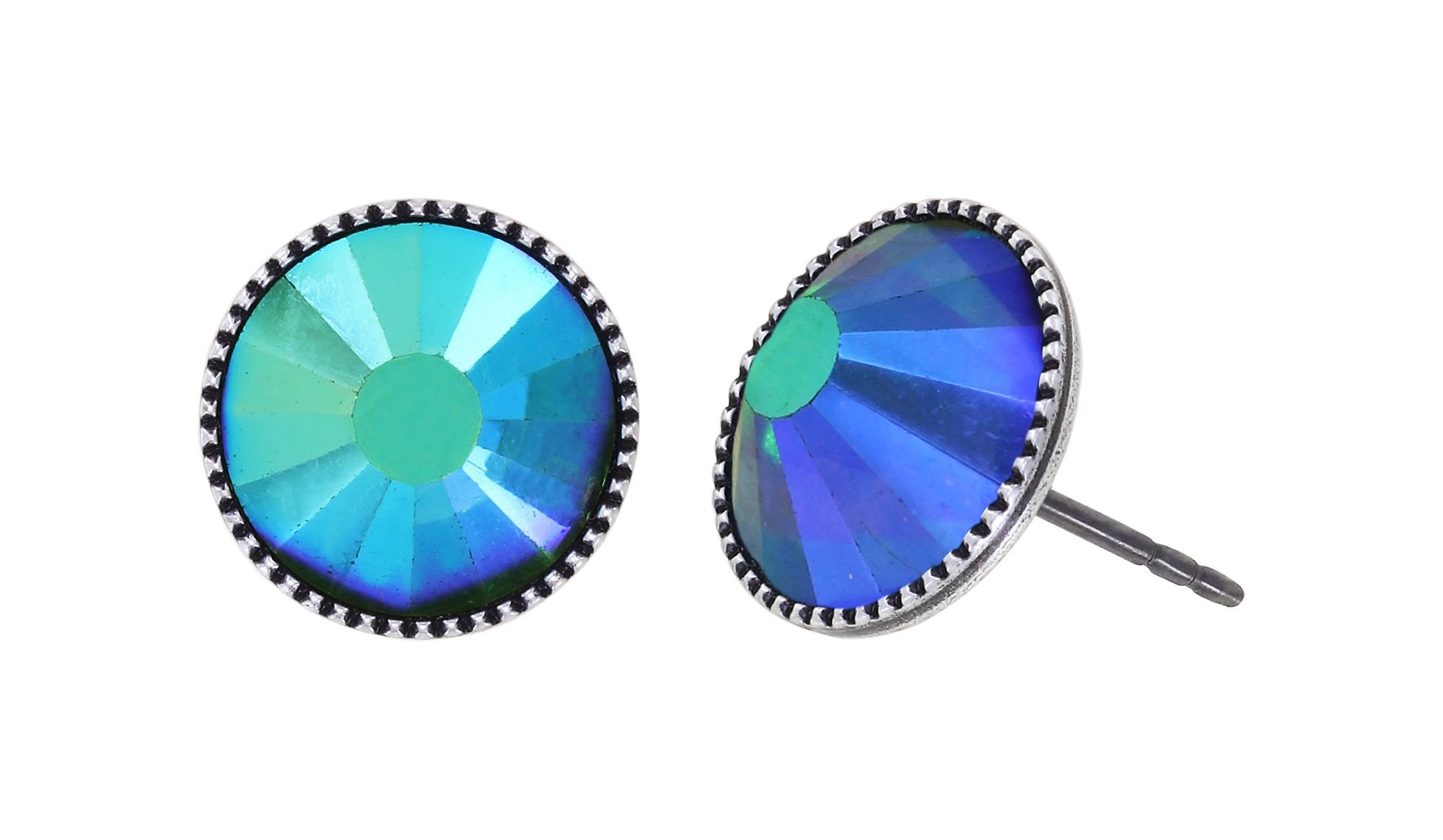 image for Earring Stud-Flat Black Jack Blue / Green  SS 50