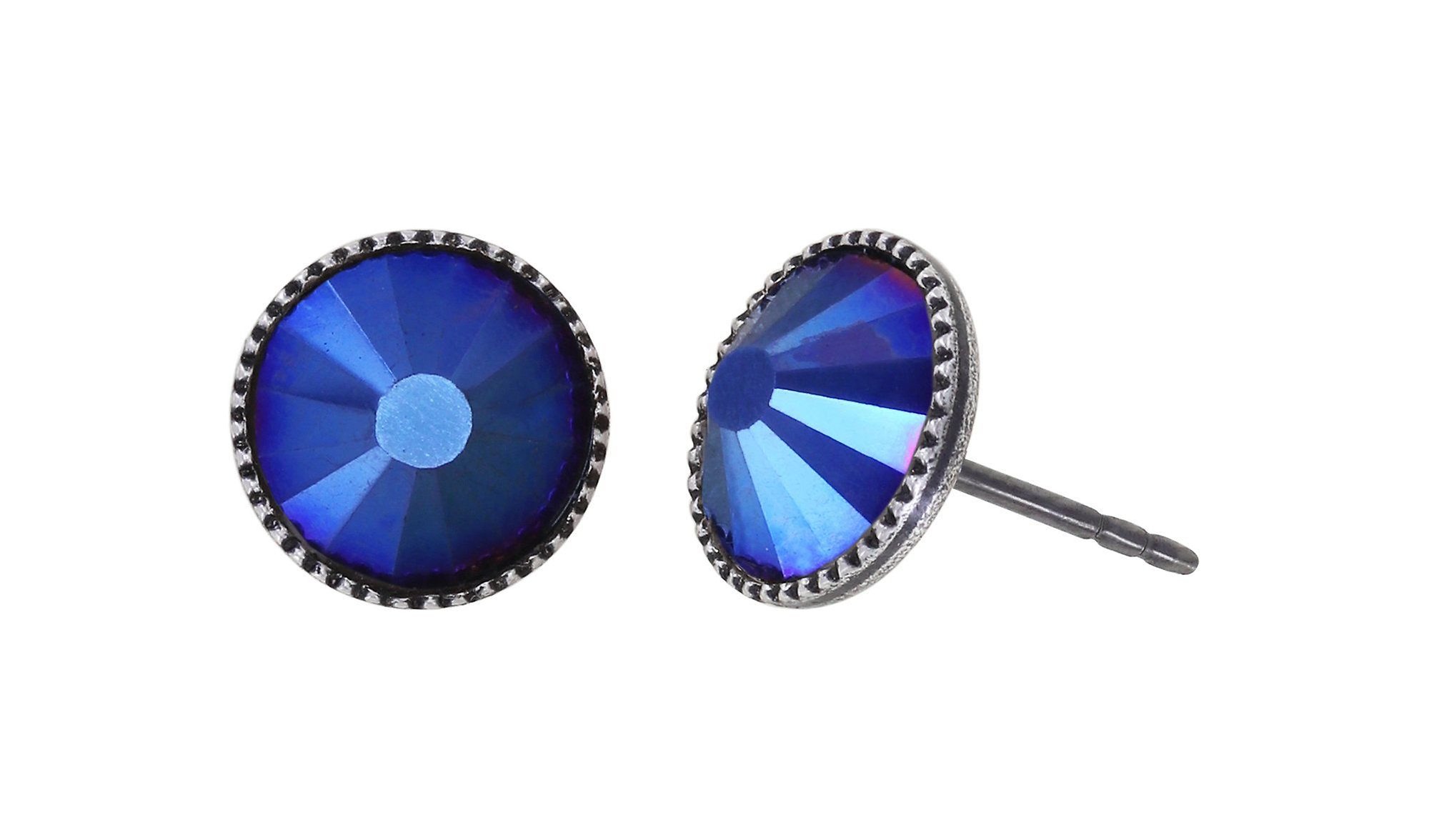 image for Earring Stud-Flat Black Jack Dark Blue  SS 40