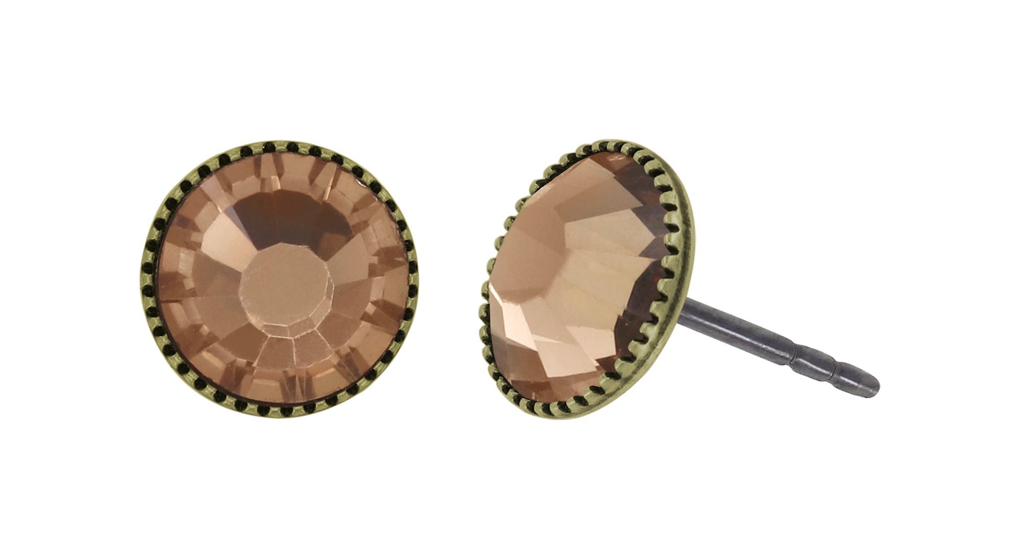 image pour Clou d'oreille plat Black Jack Marron smoked topaz SS 34