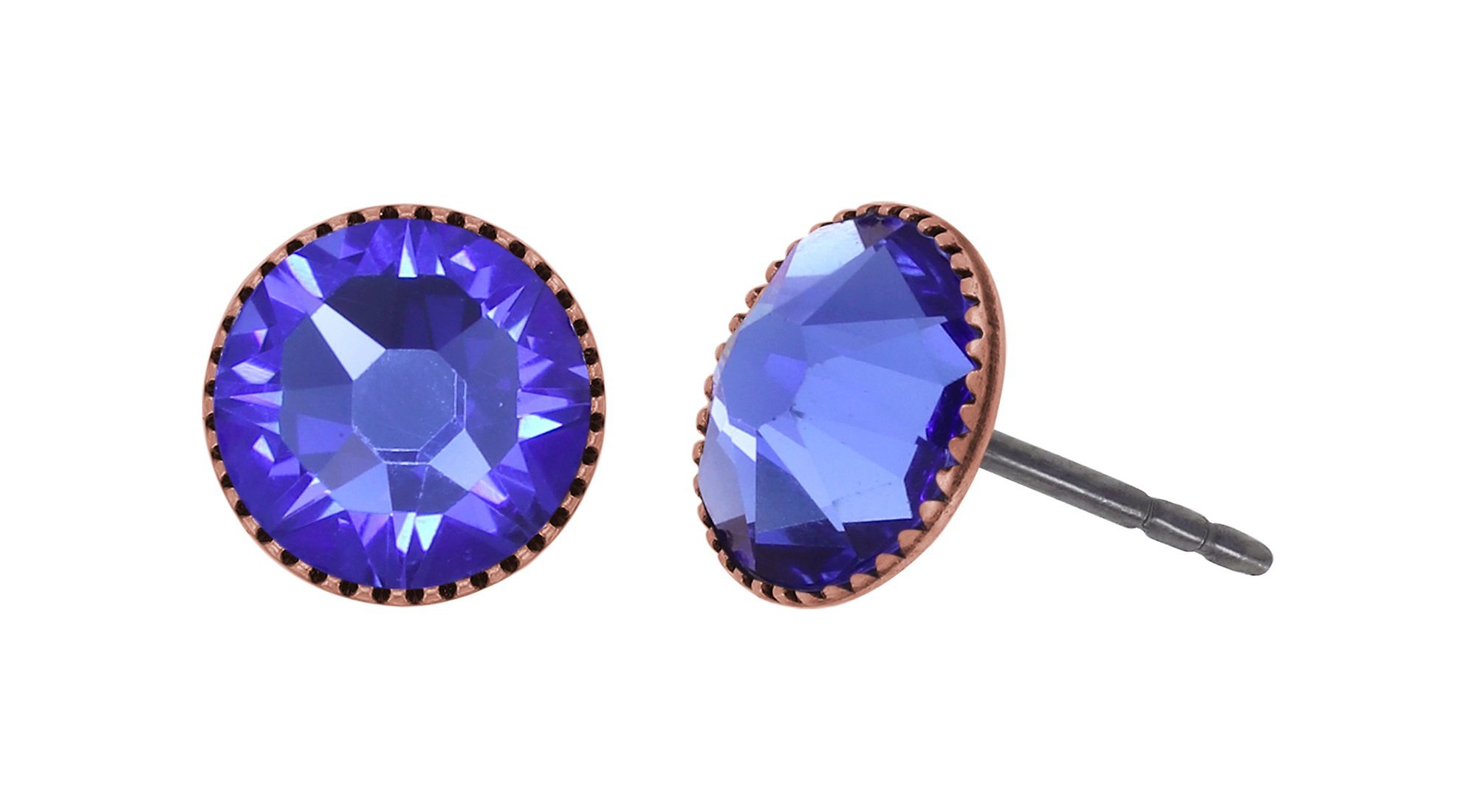 image pour Clou d'oreille plat Black Jack Bleu sapphire SS 34