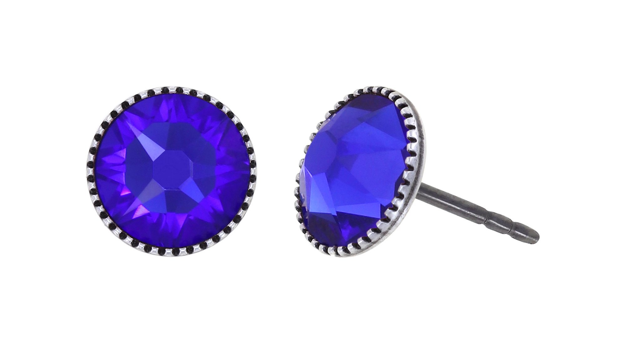 image pour Clou d'oreille plat Black Jack Bleu majestic blue SS 34