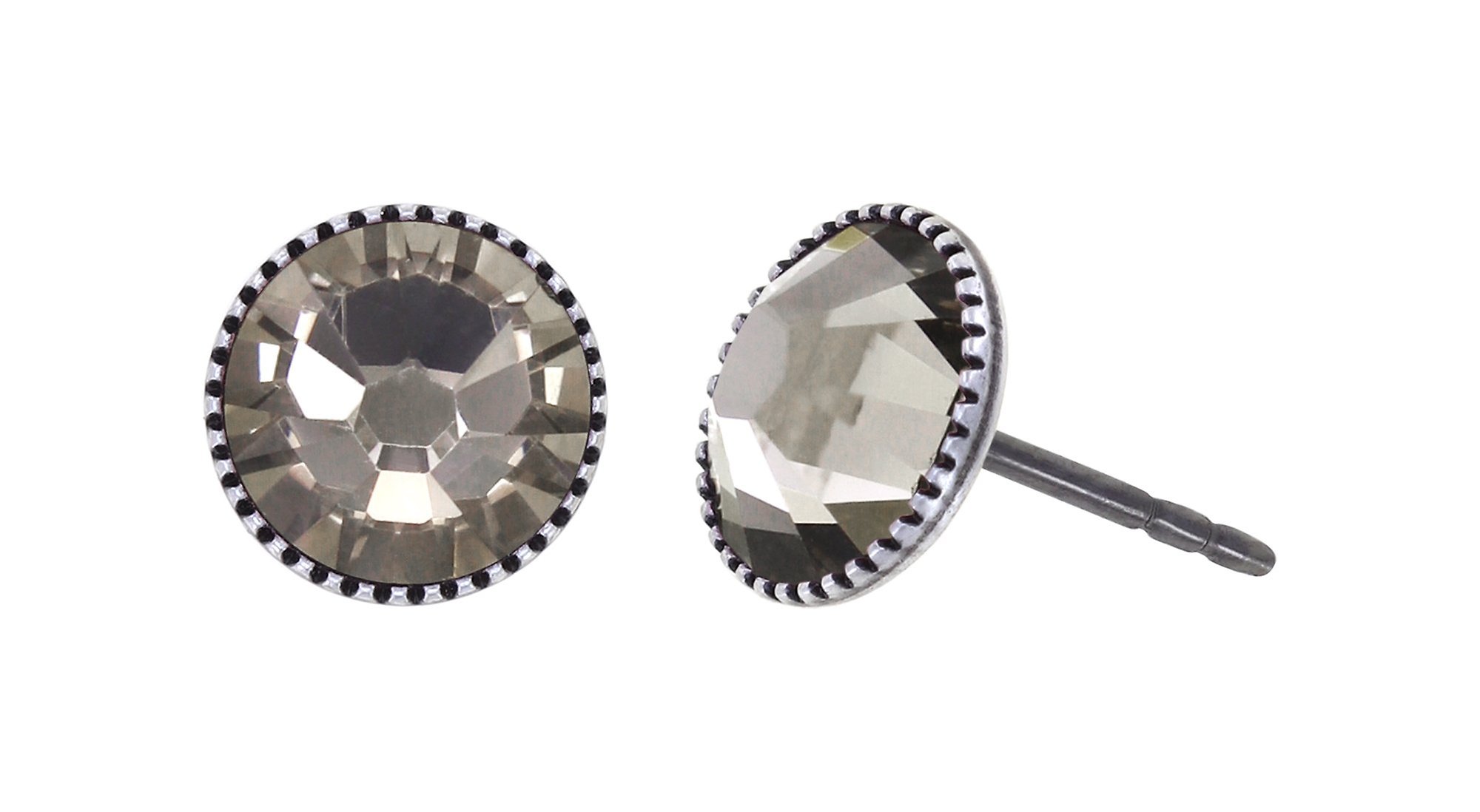 image for Earring Stud-Flat Black Jack Grey greige SS 34