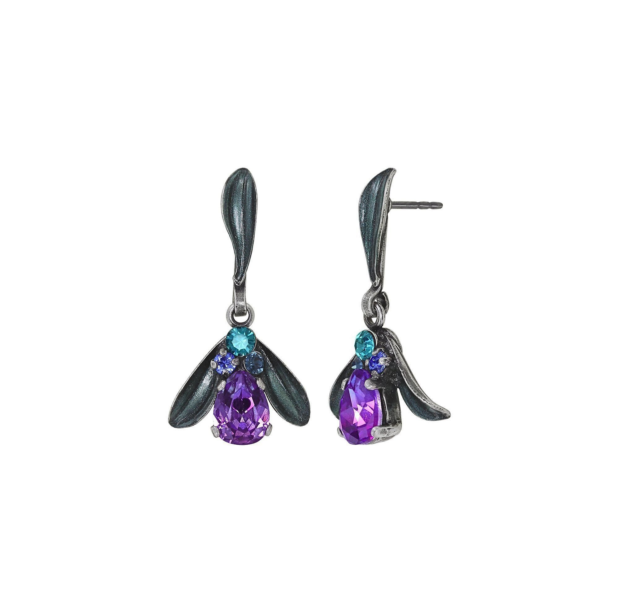image for Earring stud dangling IceForest Blue / Lila  