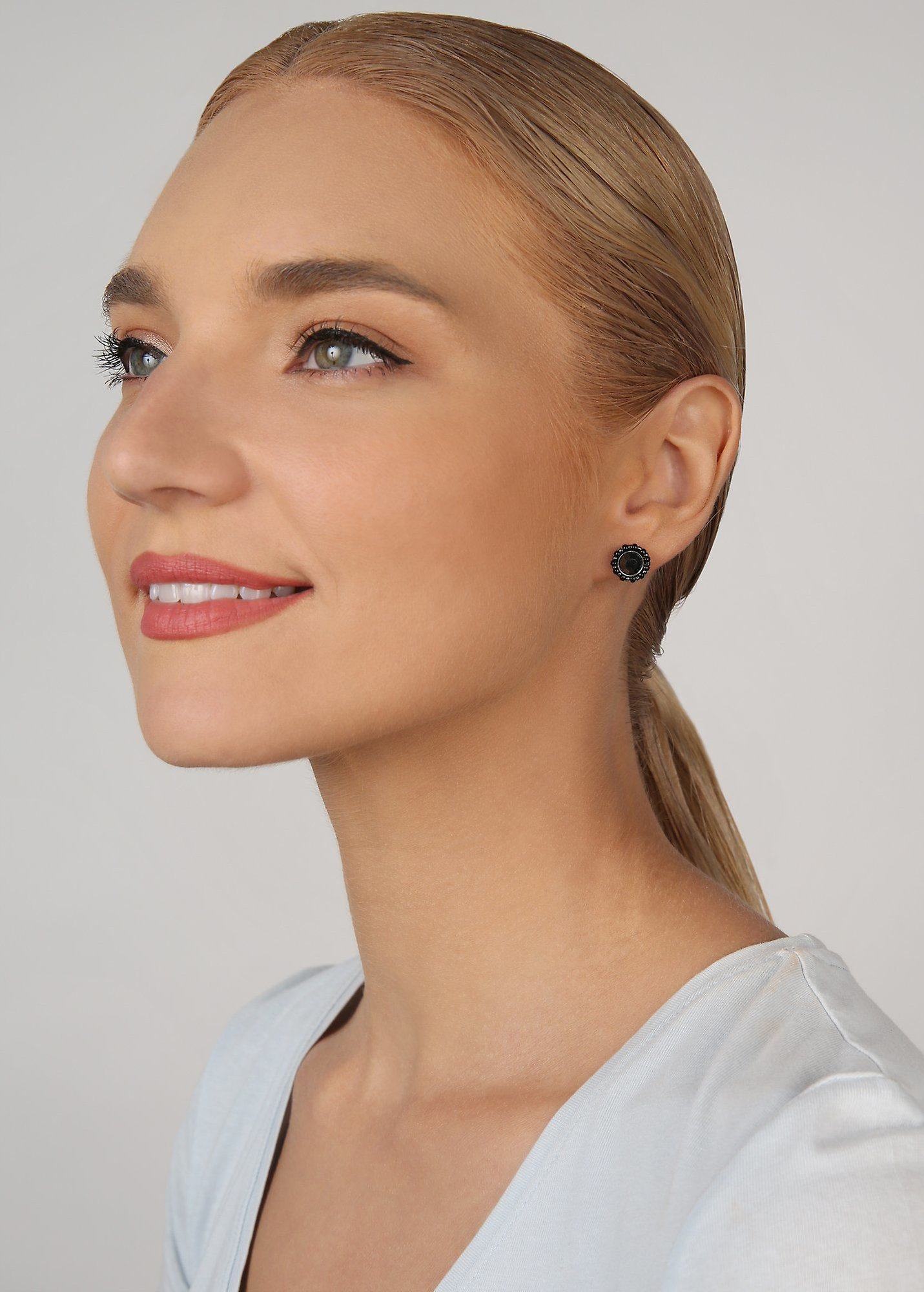 image for Earring stud Heart Beat Black  