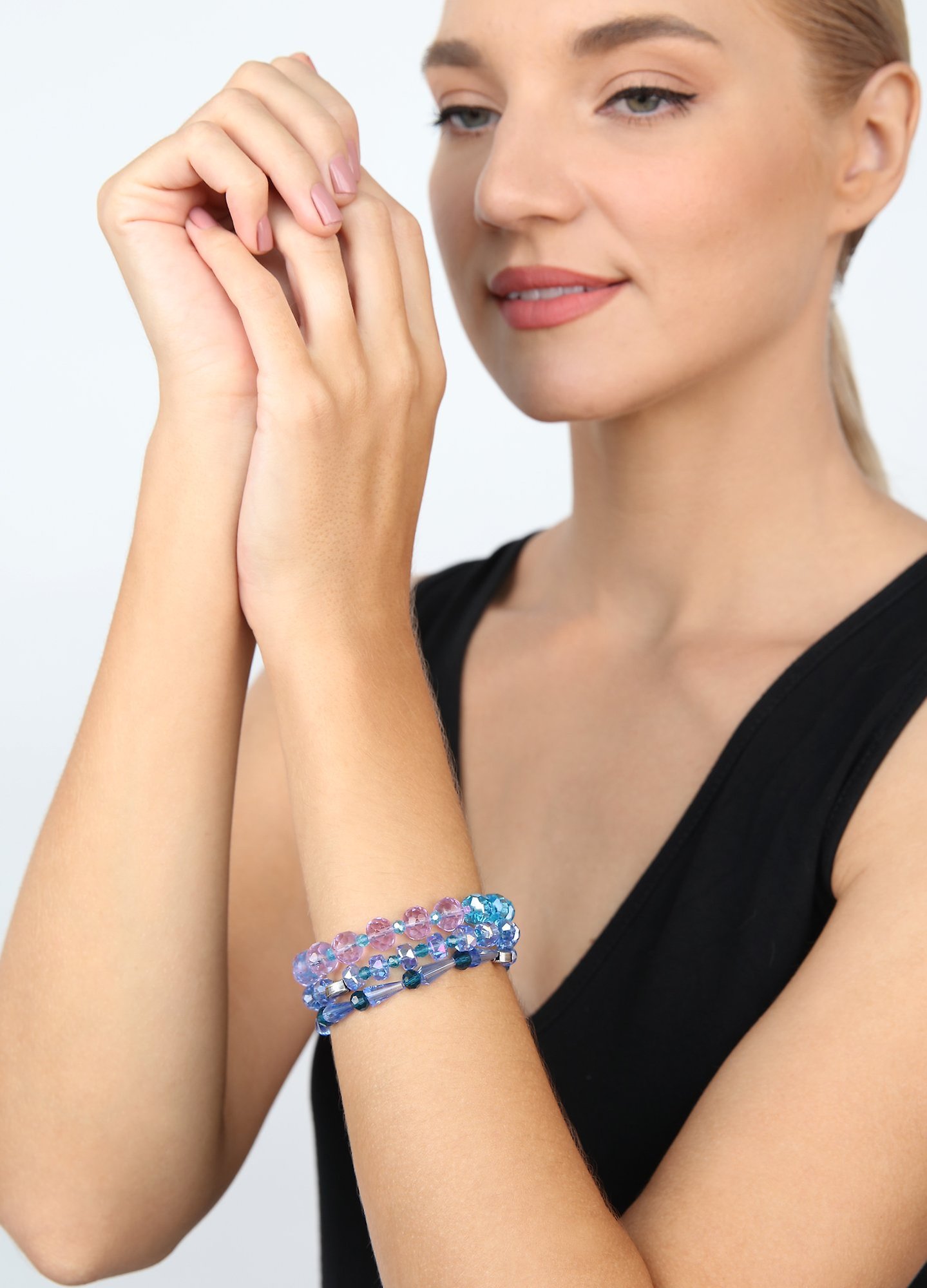 image for Bracelet Elastic Bead Snake Jelly Blue  