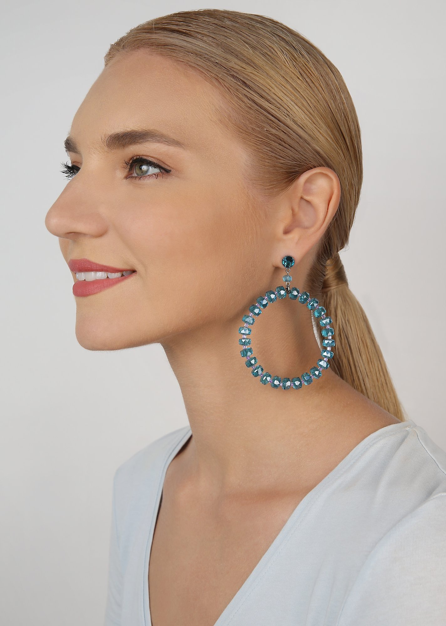 Bild für Ohrstecker baumelnd Bead Snake Jelly Blau  