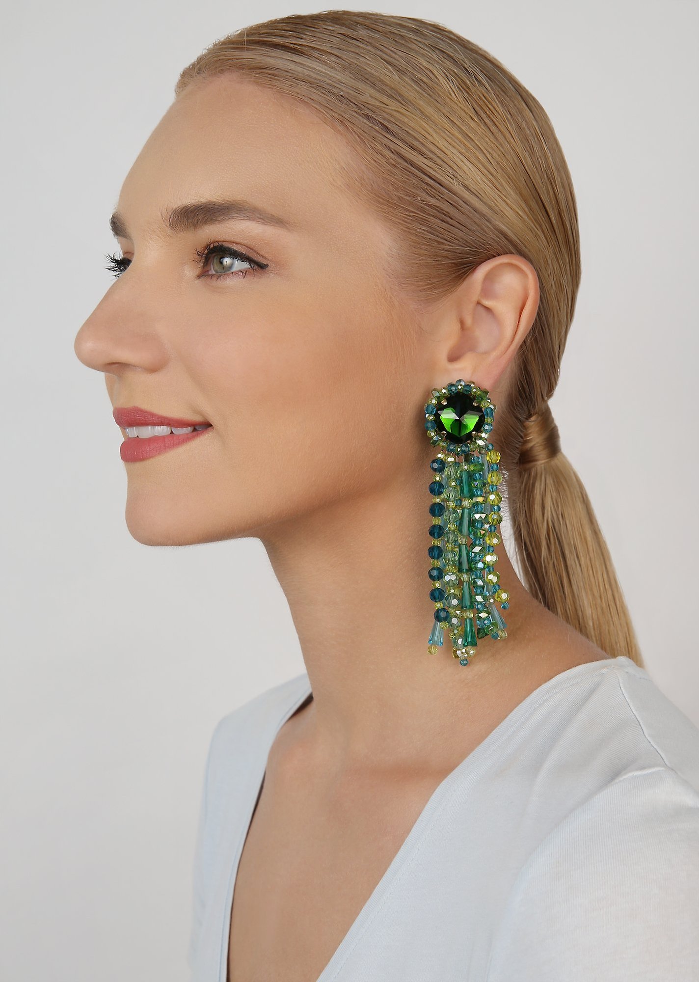 Bild für Ohrring Clip  Bead Snake Jelly Grün  