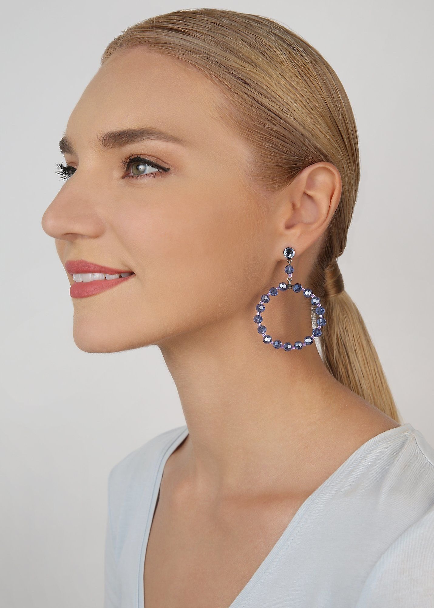 Bild für Ohrstecker baumelnd Bead Snake Jelly Blau  