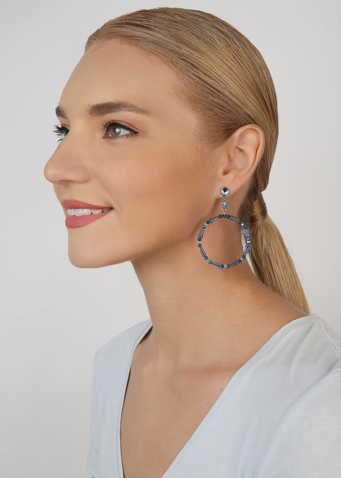 image pour Clou d'oreille pendant Bead Snake Jelly Bleu  