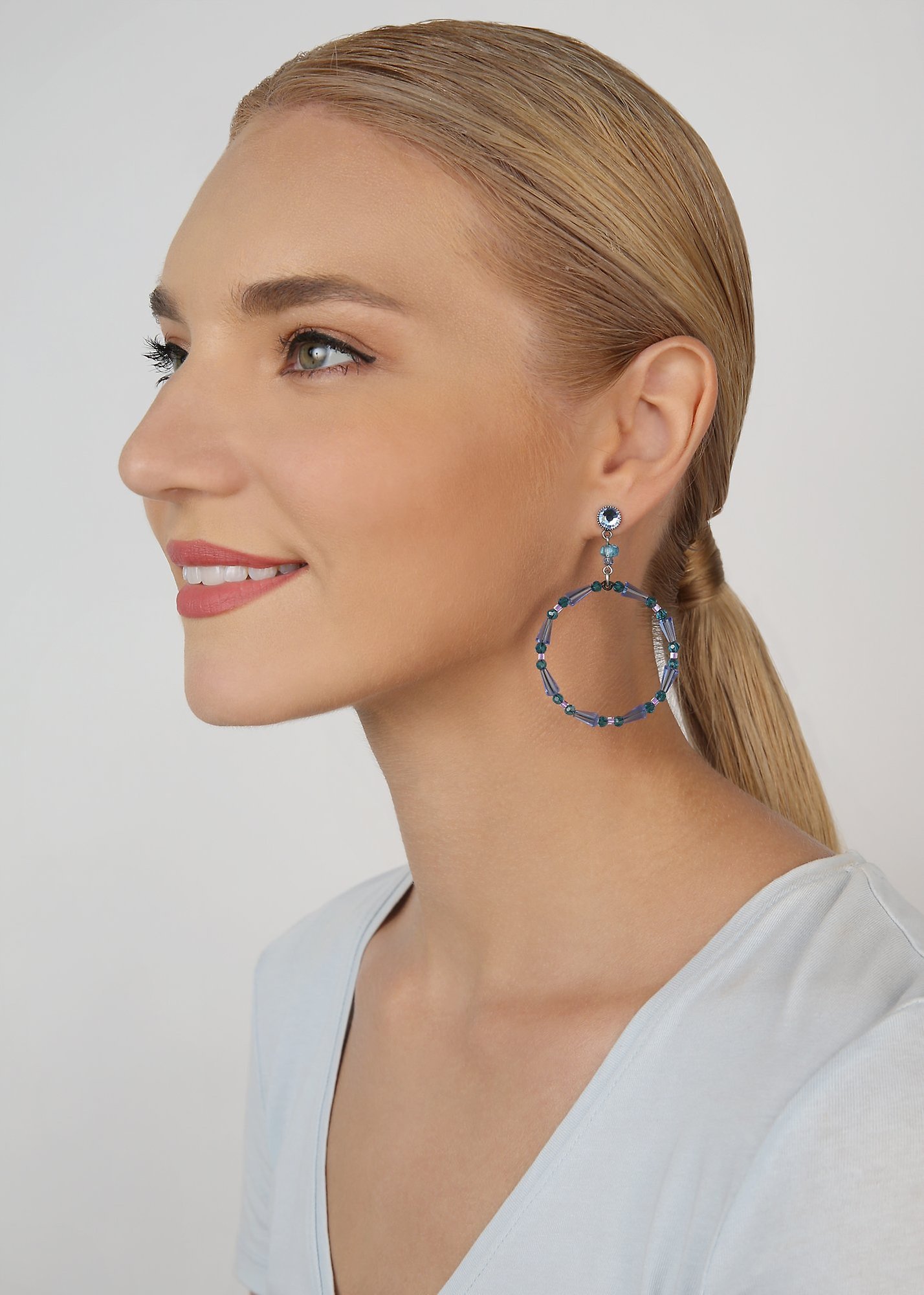 Bild für Ohrstecker baumelnd Bead Snake Jelly Blau  