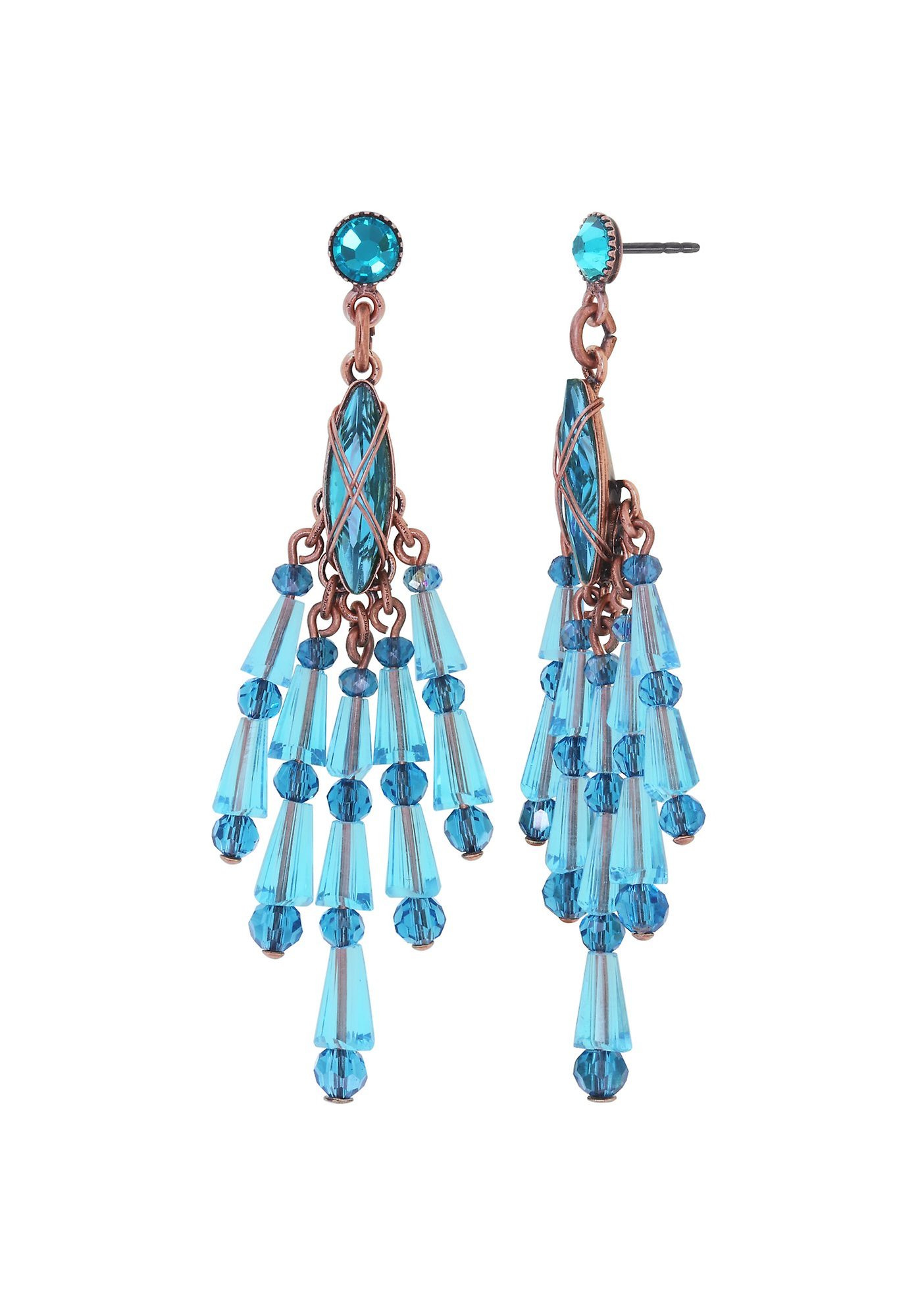 image pour Clou d'oreille pendant Gem Chandelier Bleu  
