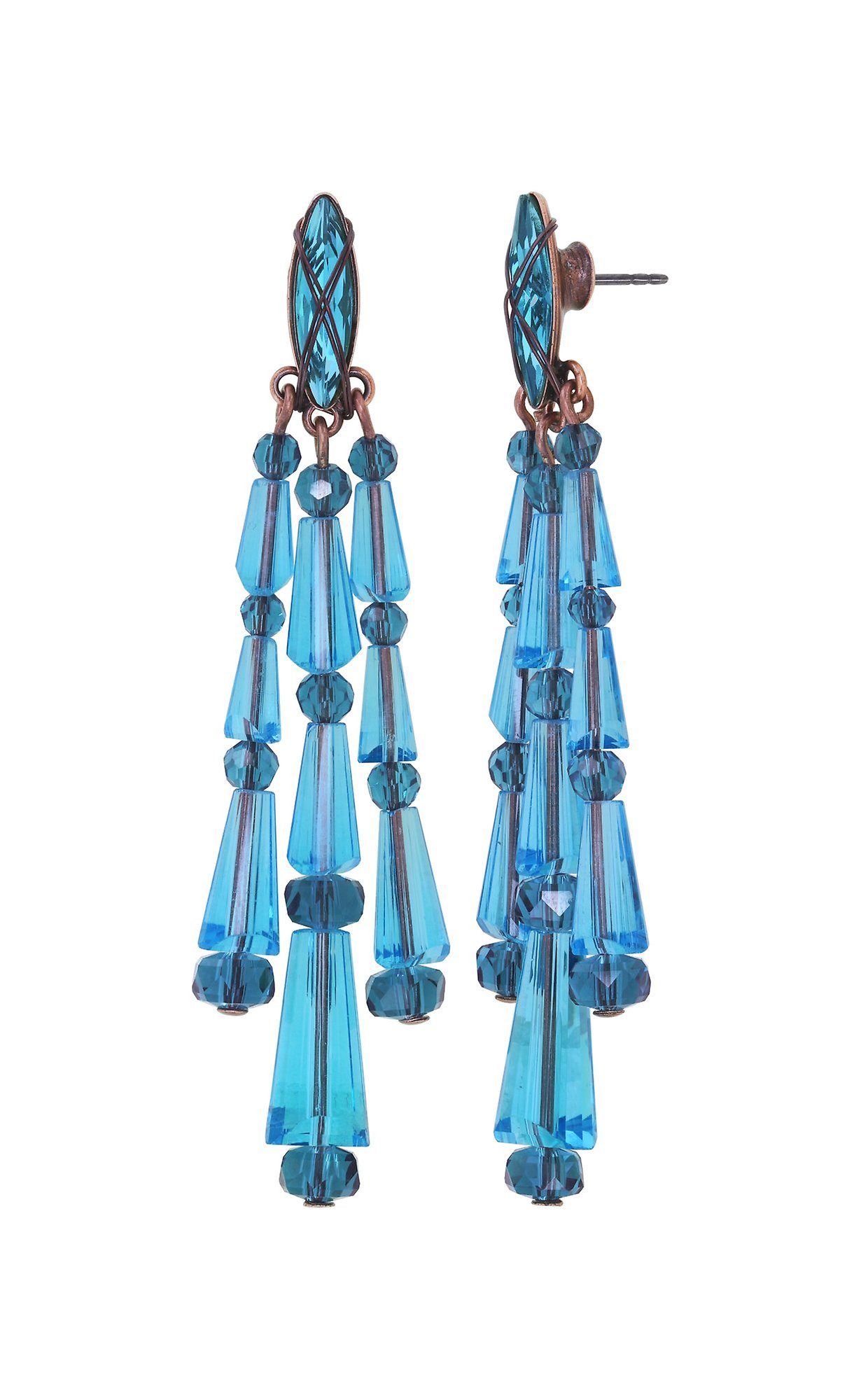 image pour Clou d'oreille pendant Gem Chandelier Bleu  