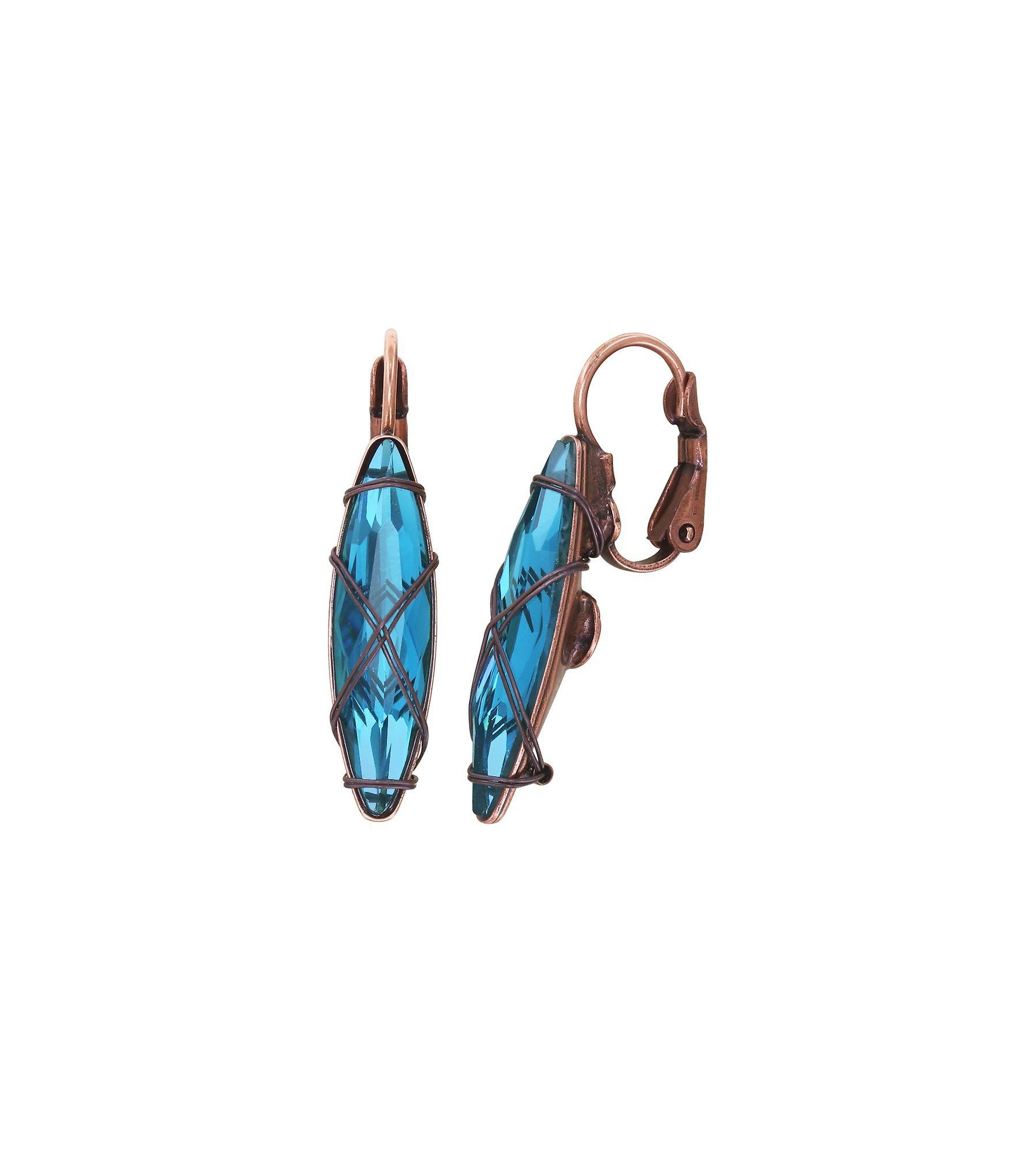 image for Earring Eurowire Gem Chandelier Blue  