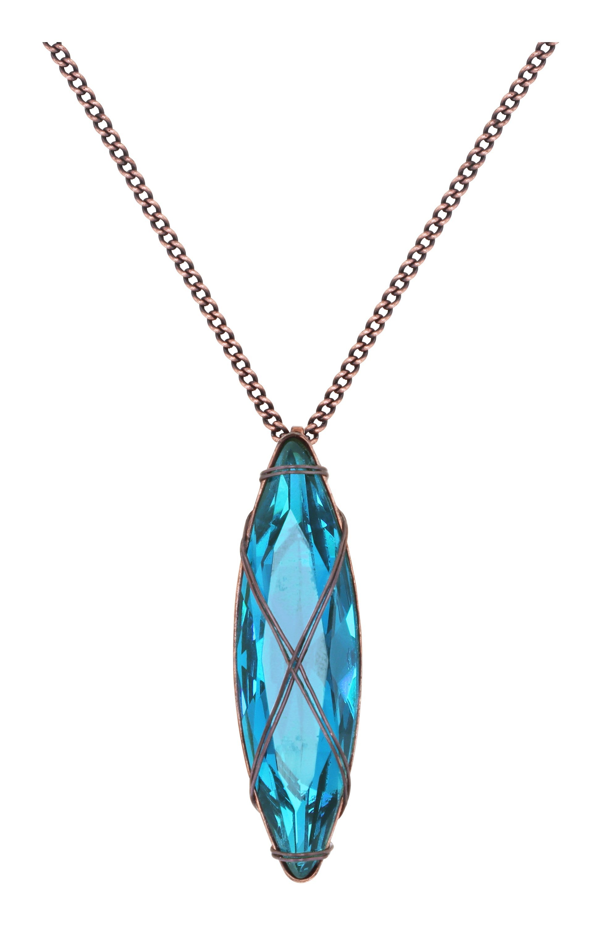 image for Necklace pendant Gem Chandelier Blue  