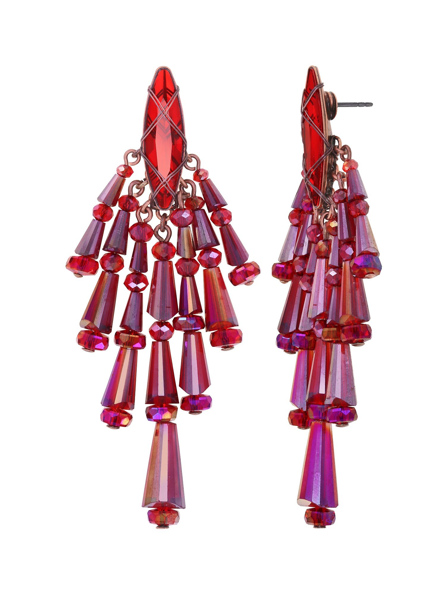 image pour Clou d'oreille pendant Gem Chandelier Rouge  