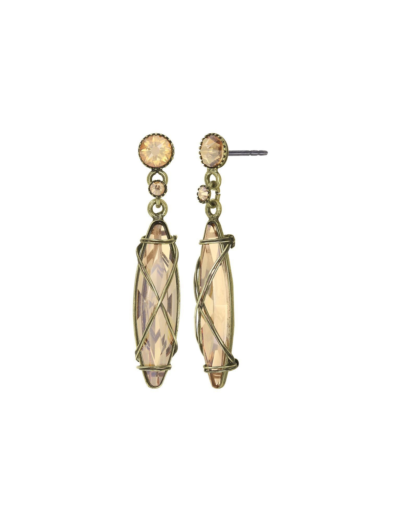 image for Earring Stud Dangling Gem Chandelier Beige / Yellow  