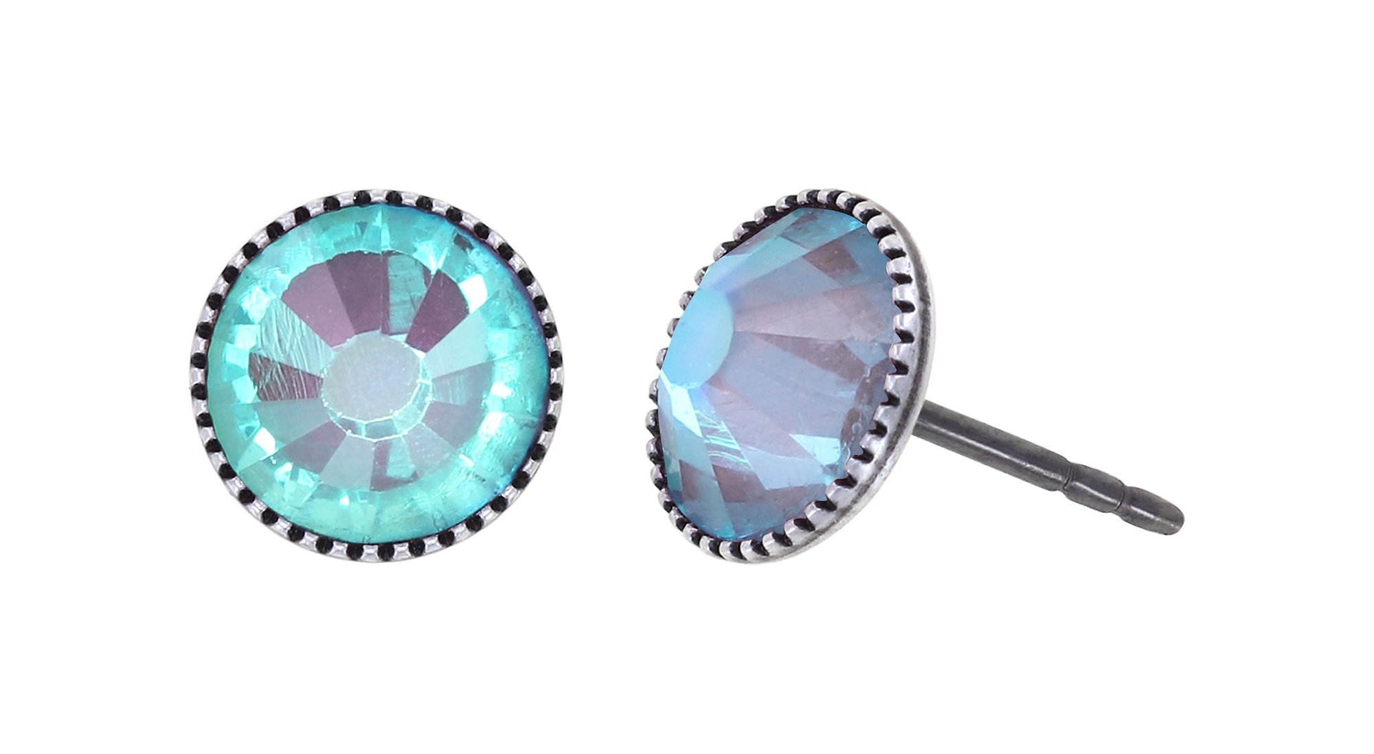 image for Earring Stud-Flat Black Jack Blue blue luminous SS 34