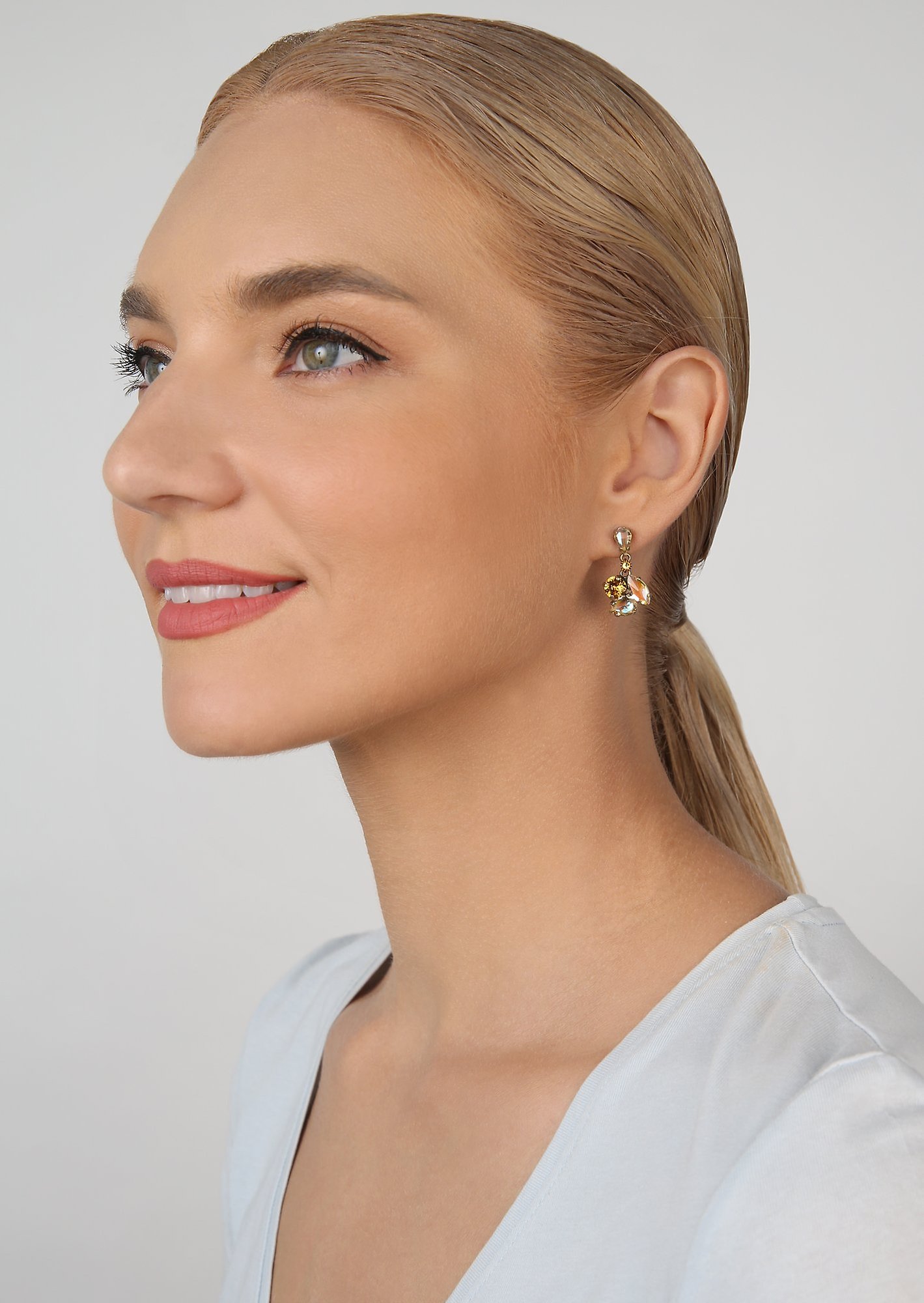 image for Earring stud dangling Ballroom Yellow  