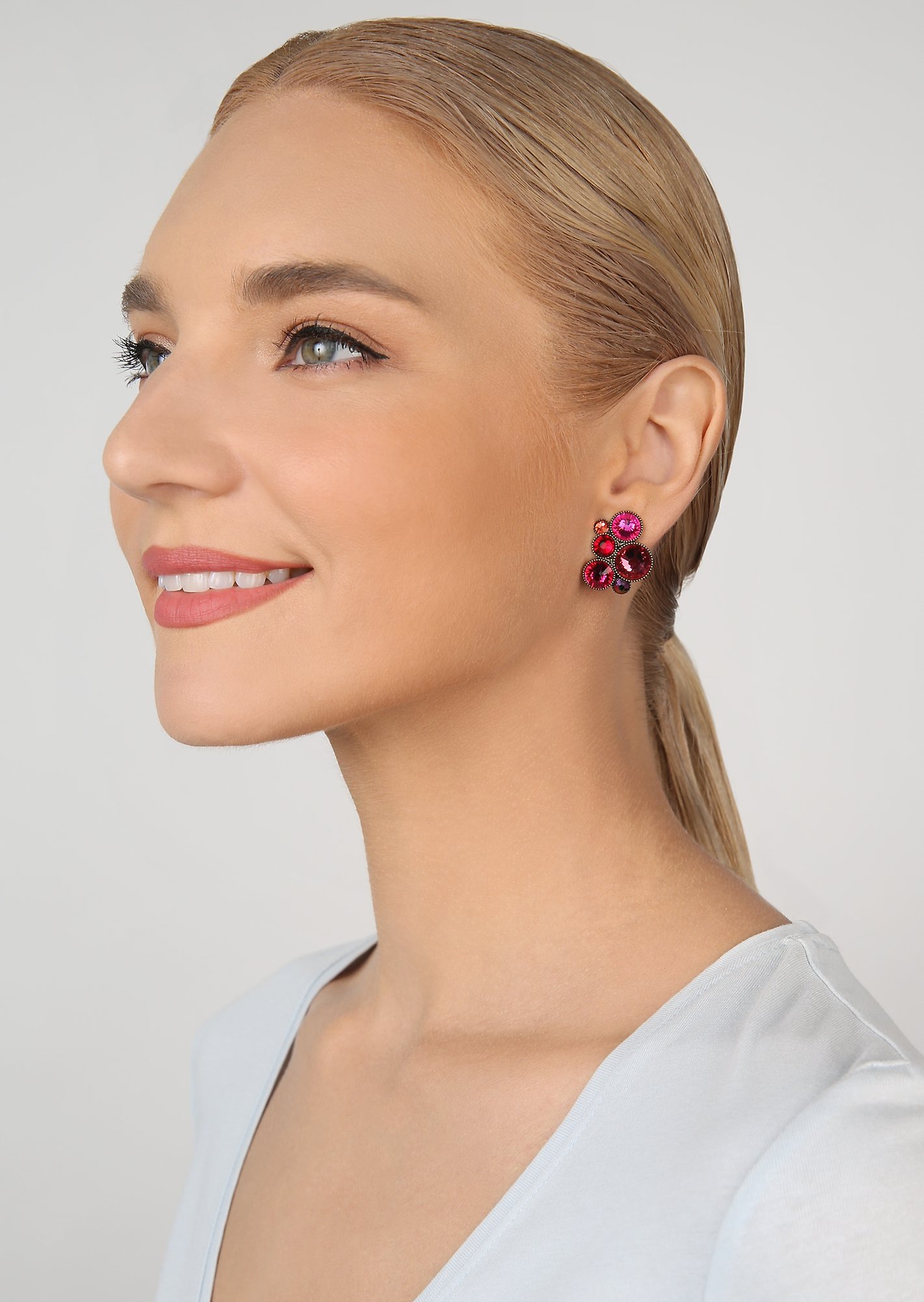 image pour Boucles d'oreilles Clip Water Cascade Glam Coralline / Rose Foncé  