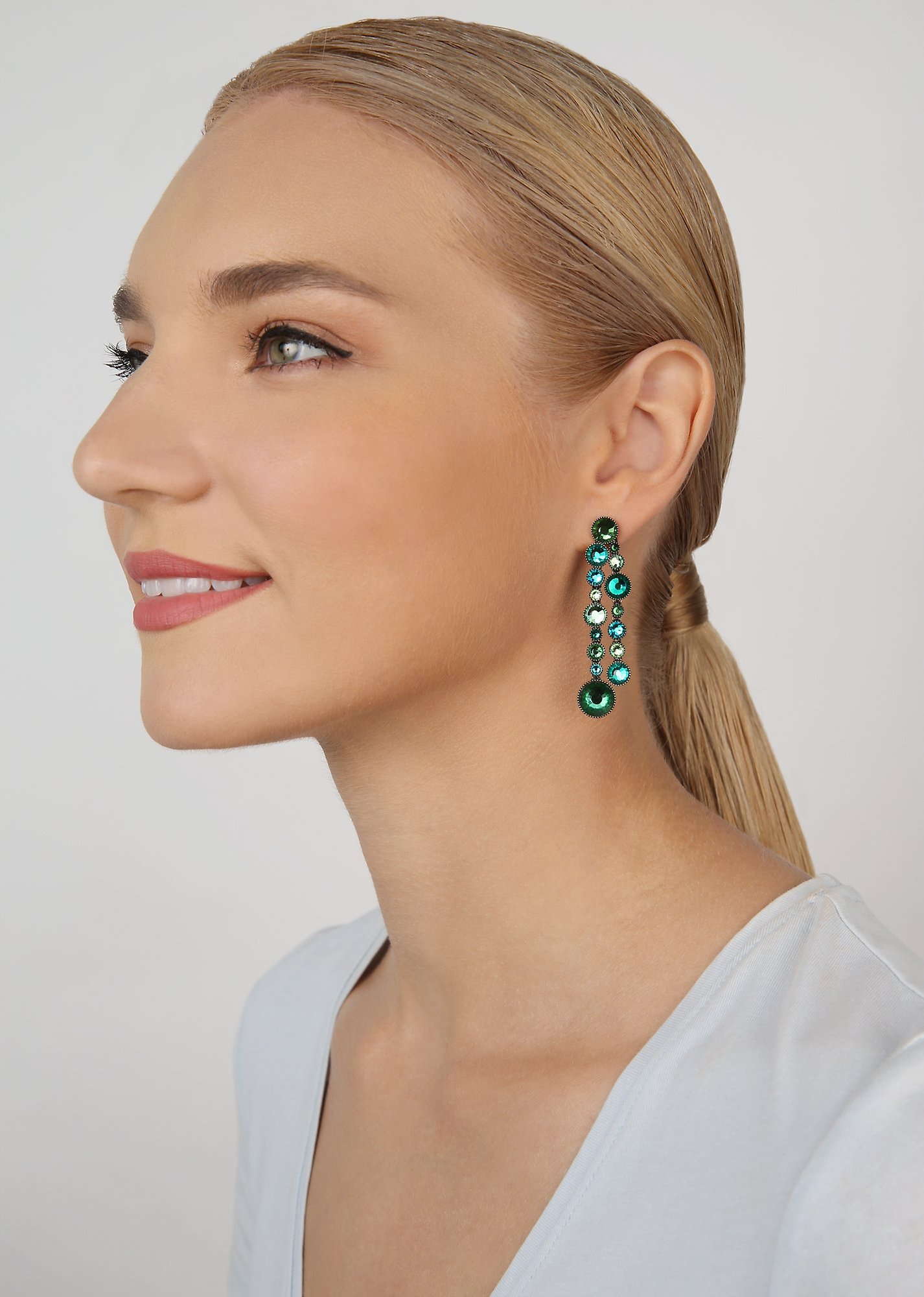 image for Earring Stud Dangling Water Cascade Glam Green  