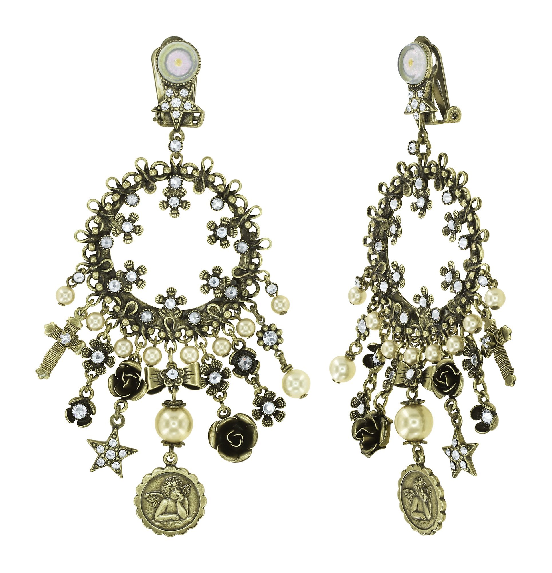 image for Earring Clip Dangling Love, Hope and Destiny White  