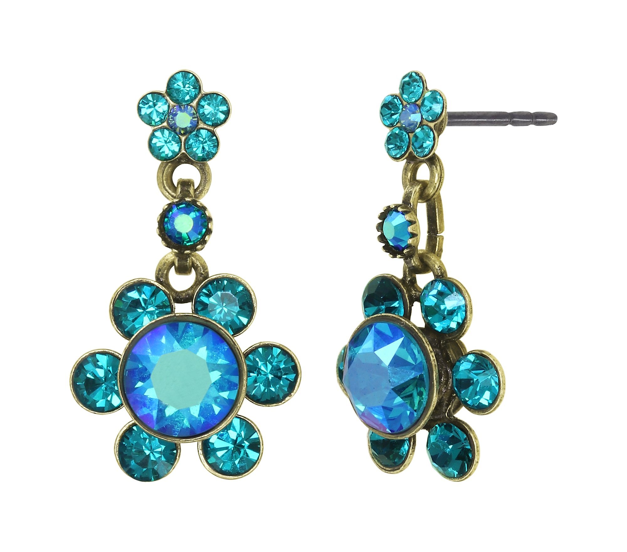 image for Earring stud dangling Lost Garden Blue / Green  