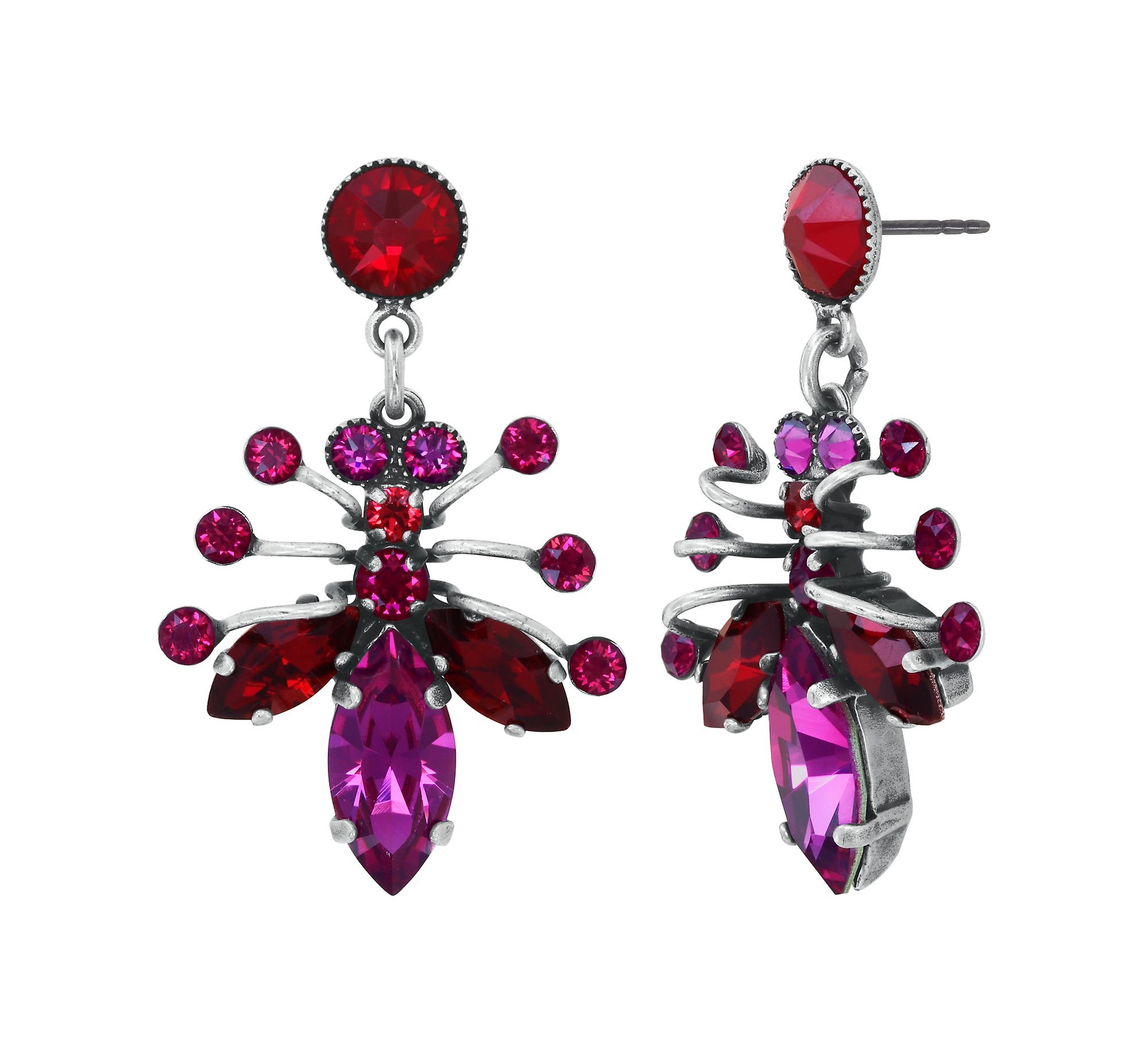 image for Earring Stud Dangling Clubbing Bugs Red  