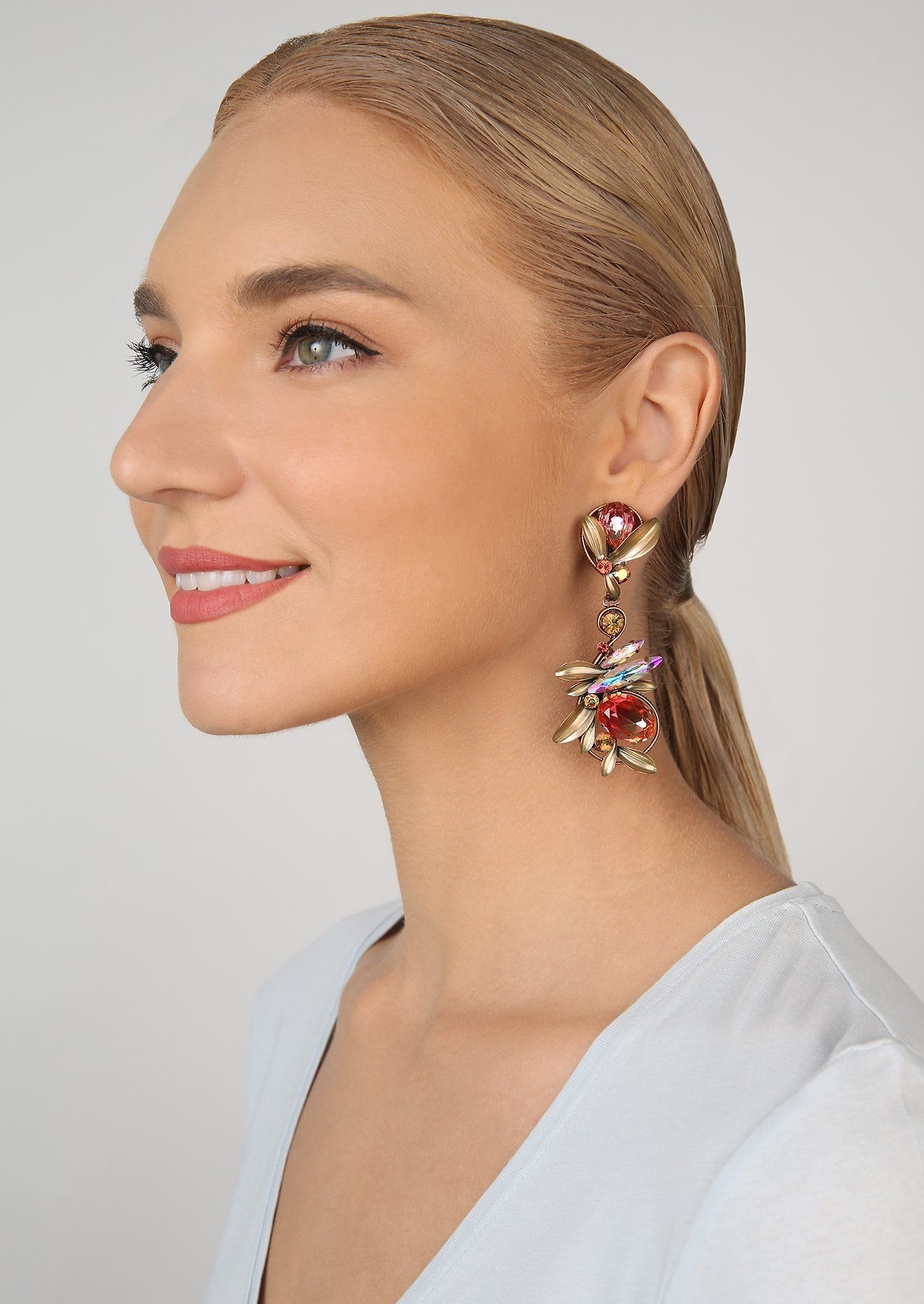 image pour Boucle d'oreille Clip pendante IceForest Rose  