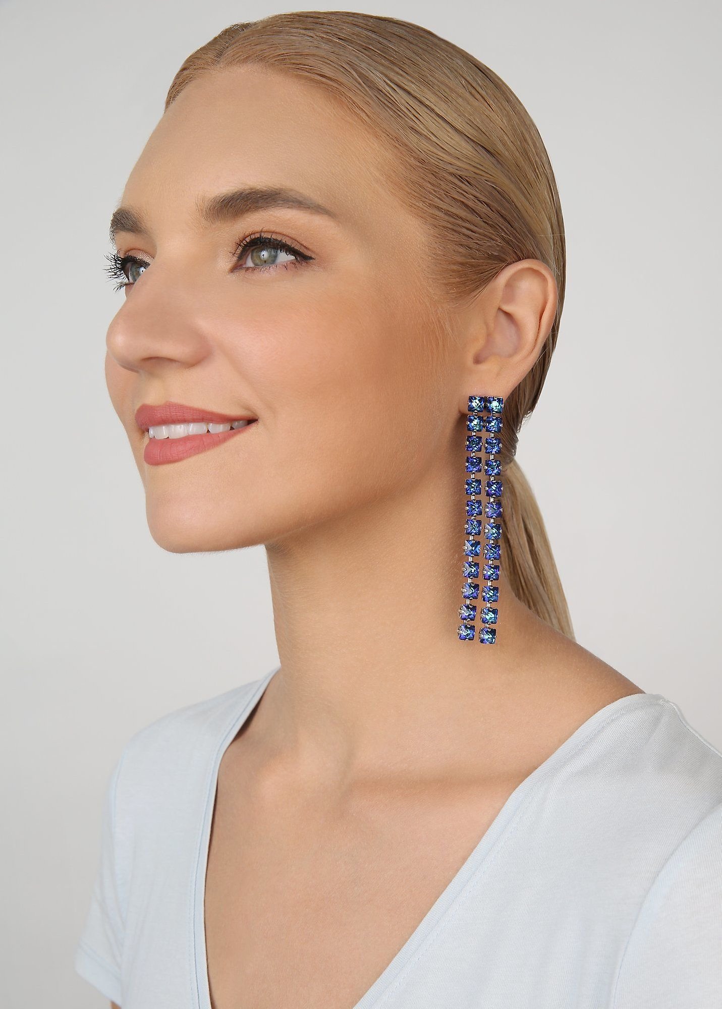 image for Earring Stud Dangling Punk Classics Blue crystal bermuda blue size S