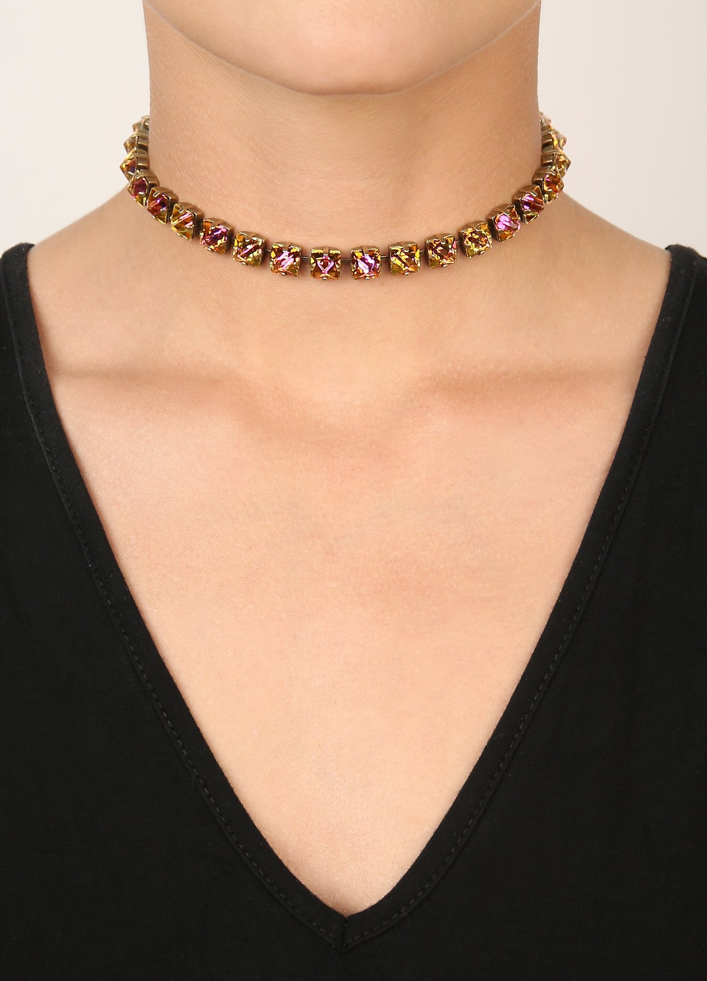 image pour Collier ras-de-cou Punk Classics Orange / Lila violet blue size M