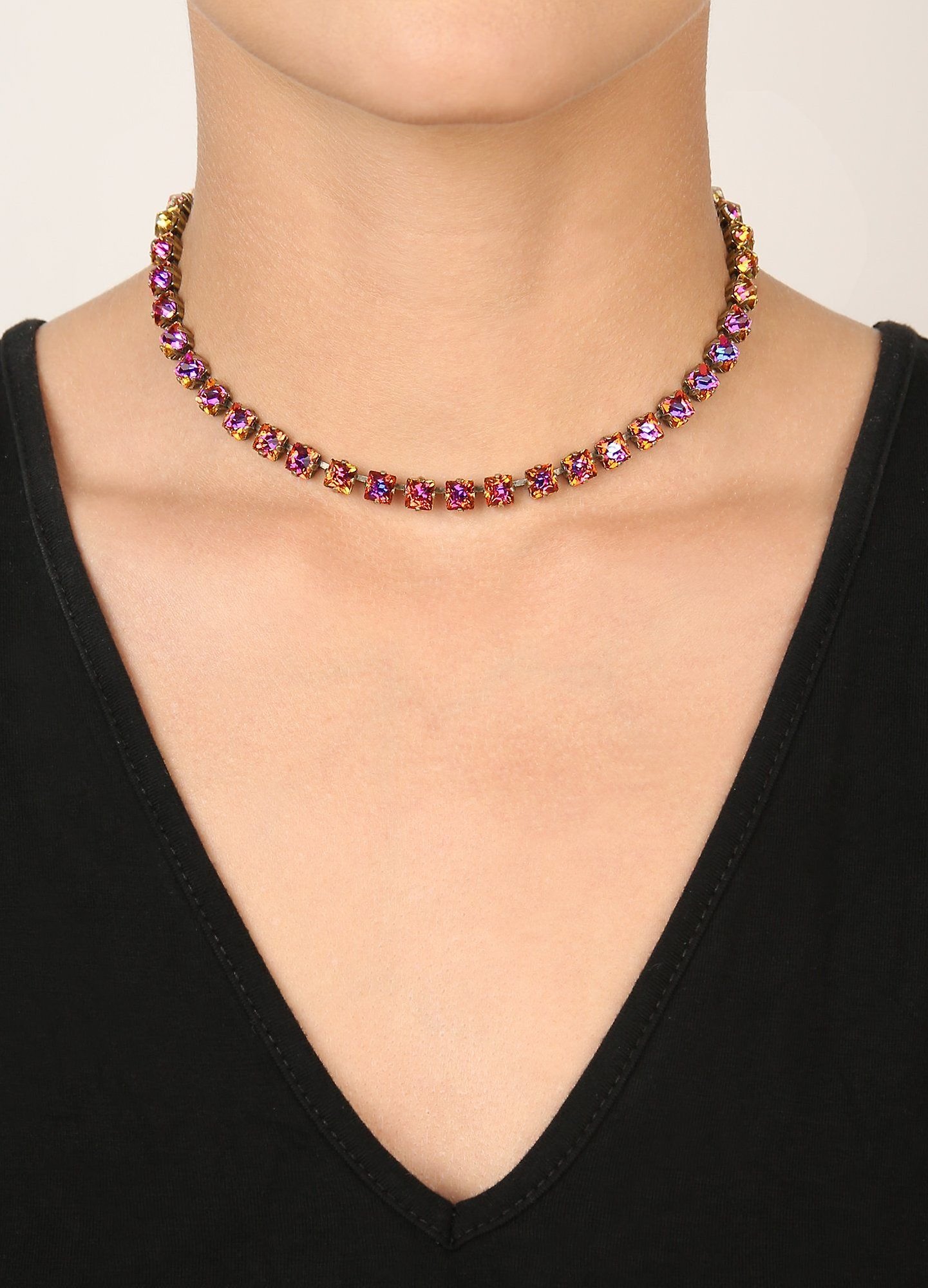 image for Necklace Punk Classics Orange / Lila violet blue size S