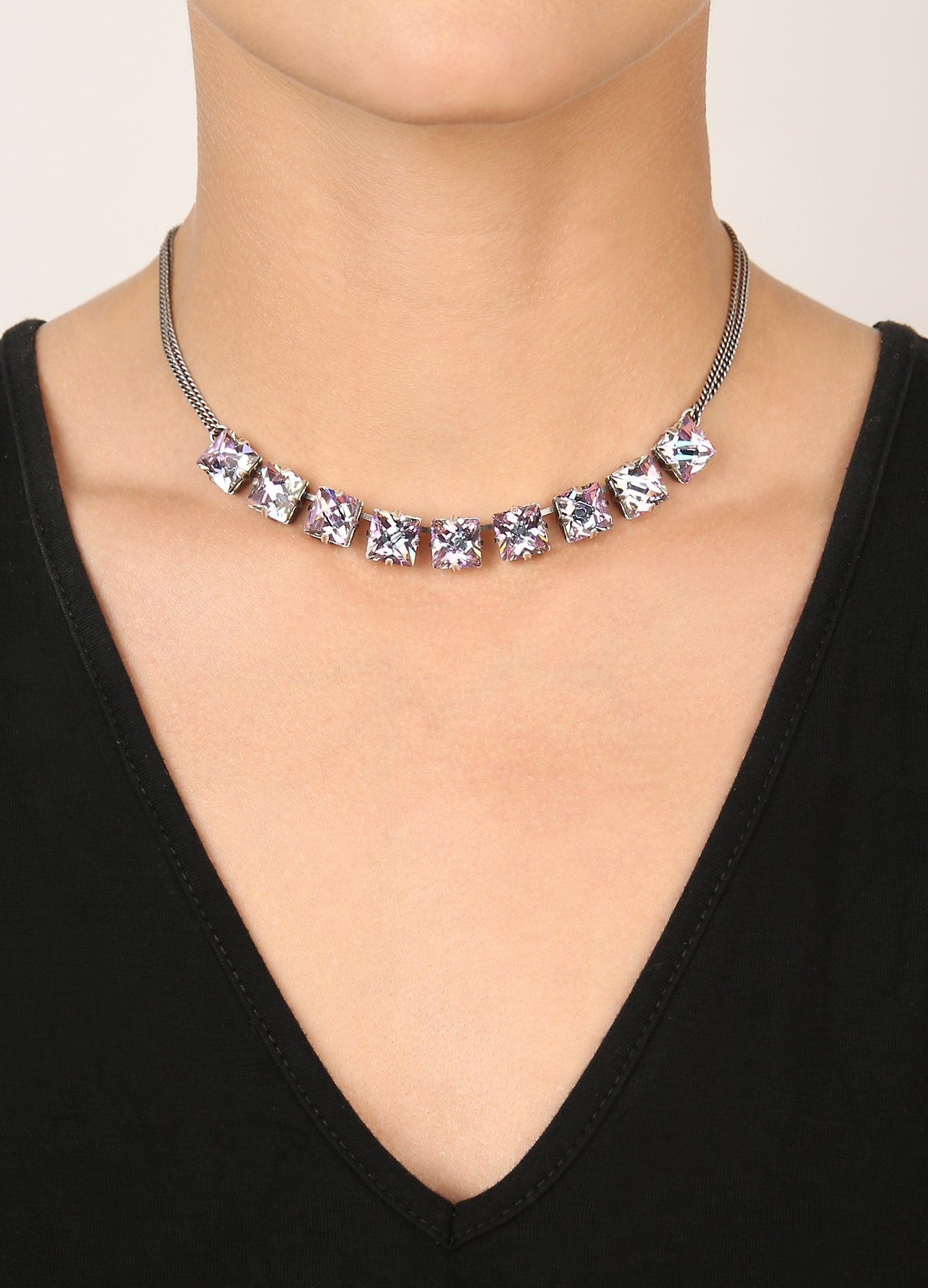 image pour Collier Punk Classics Blanc / Rose Clair crystal vitrail light size L