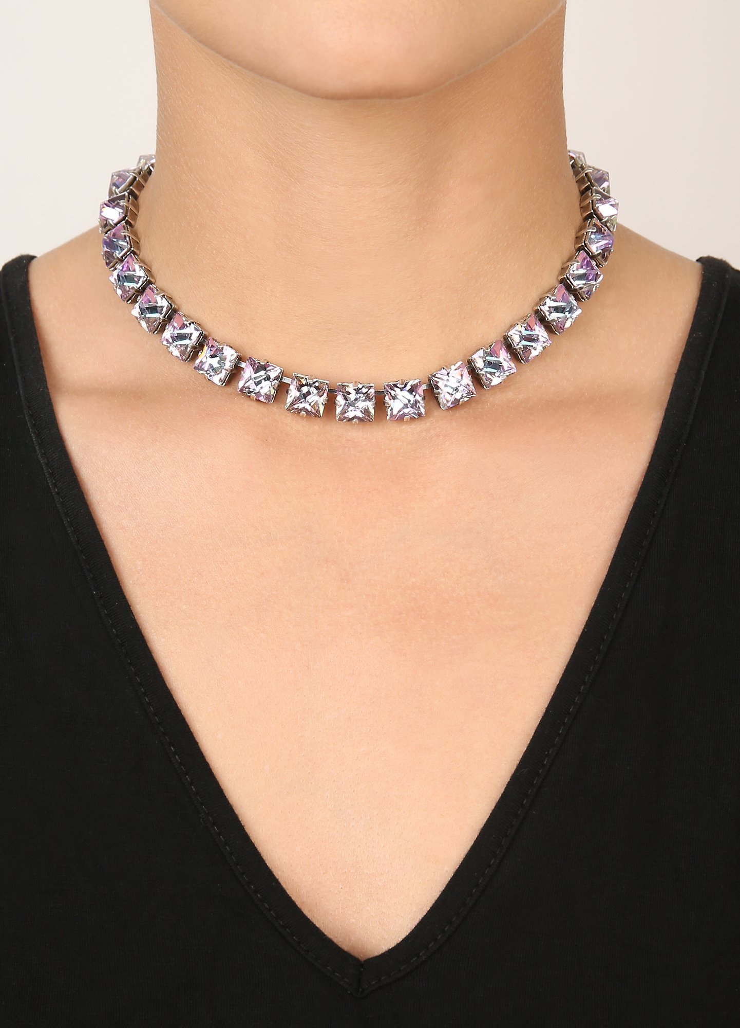 image pour Collier Punk Classics Blanc / Rose Clair crystal vitrail light size L