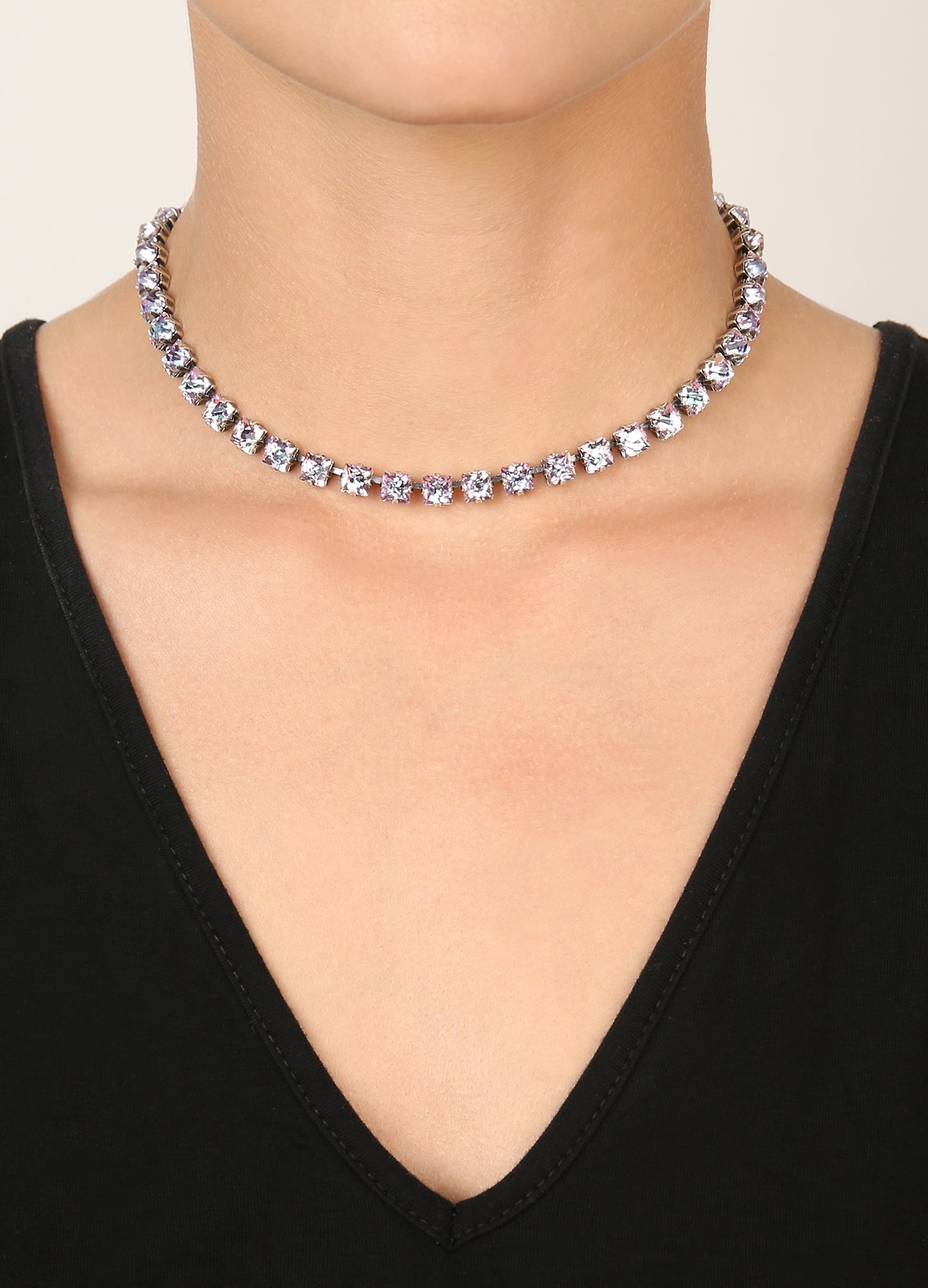 image pour Collier Punk Classics Blanc / Rose Clair crystal vitrail light size S