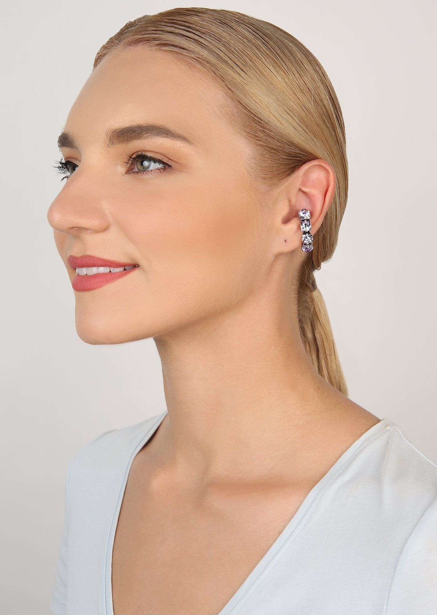 image for Ear Cuff Punk Classics White / Lt. Rose crystal vitrail light 