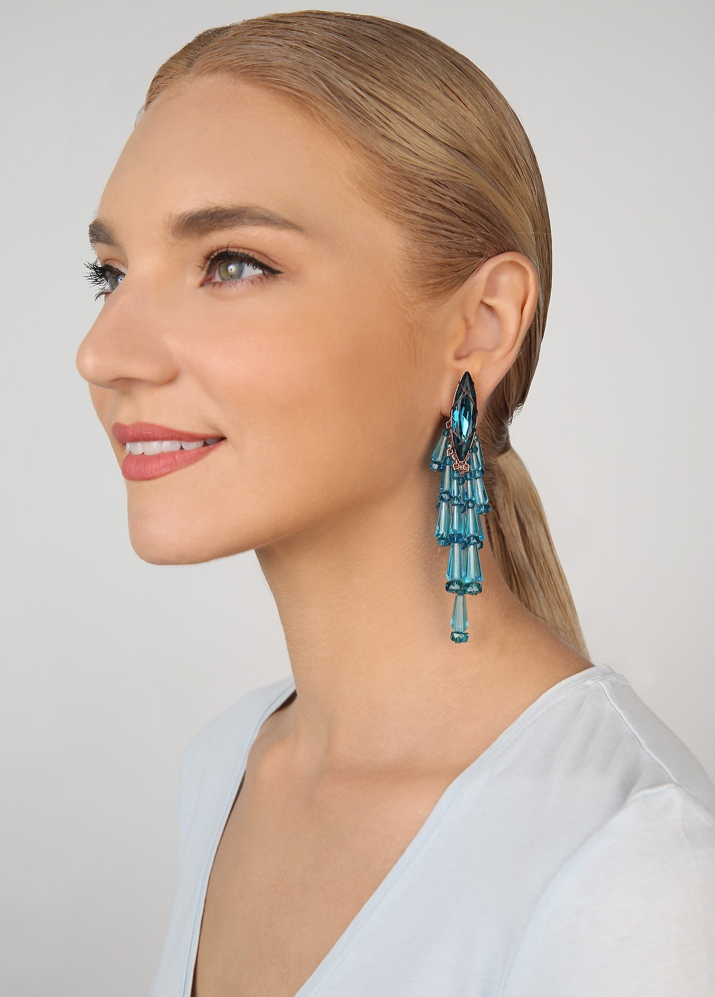 Bild für Ohrring Clip  Gem Chandelier Blau  