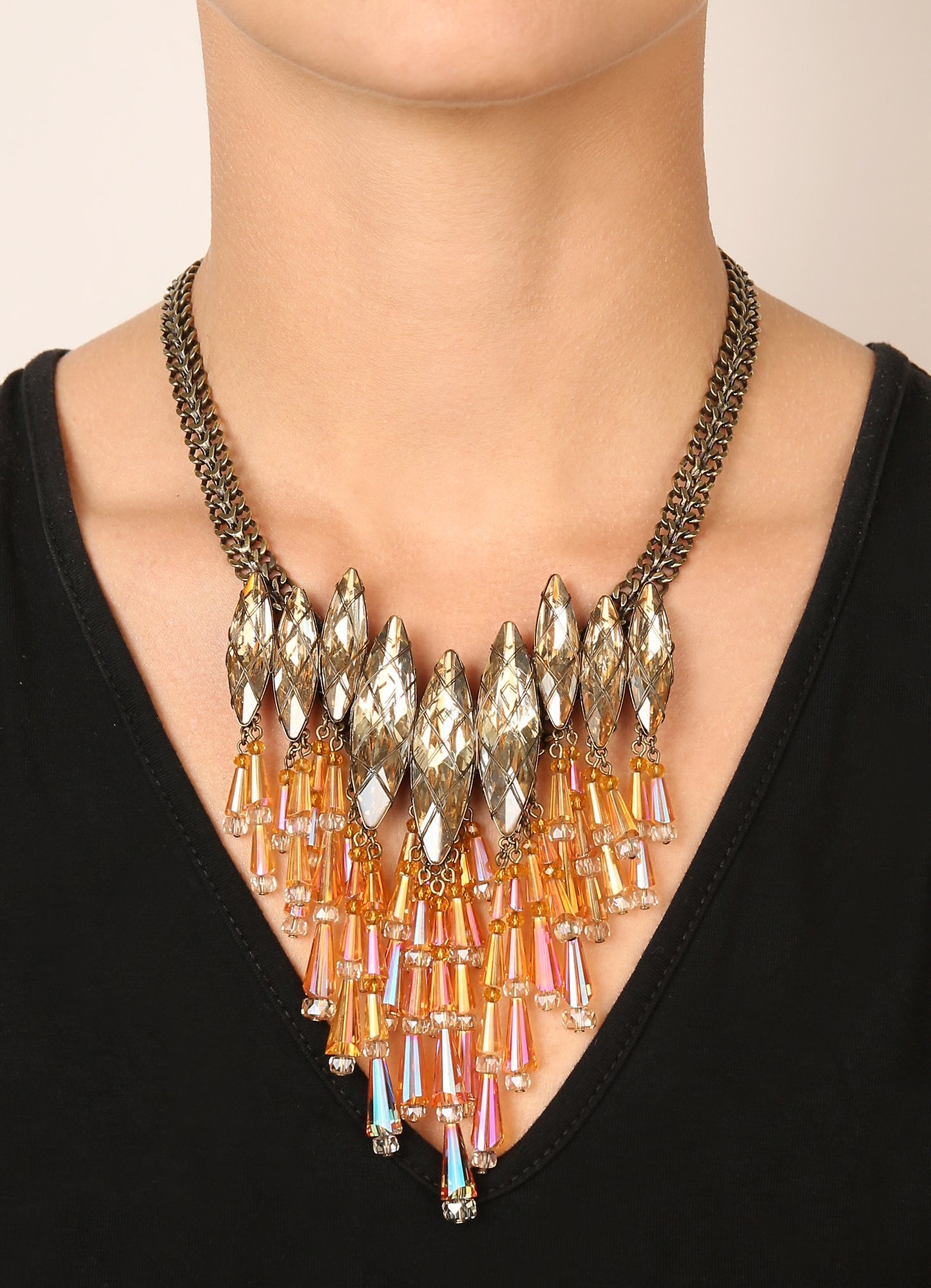 image for Necklace Gem Chandelier Beige / Yellow  