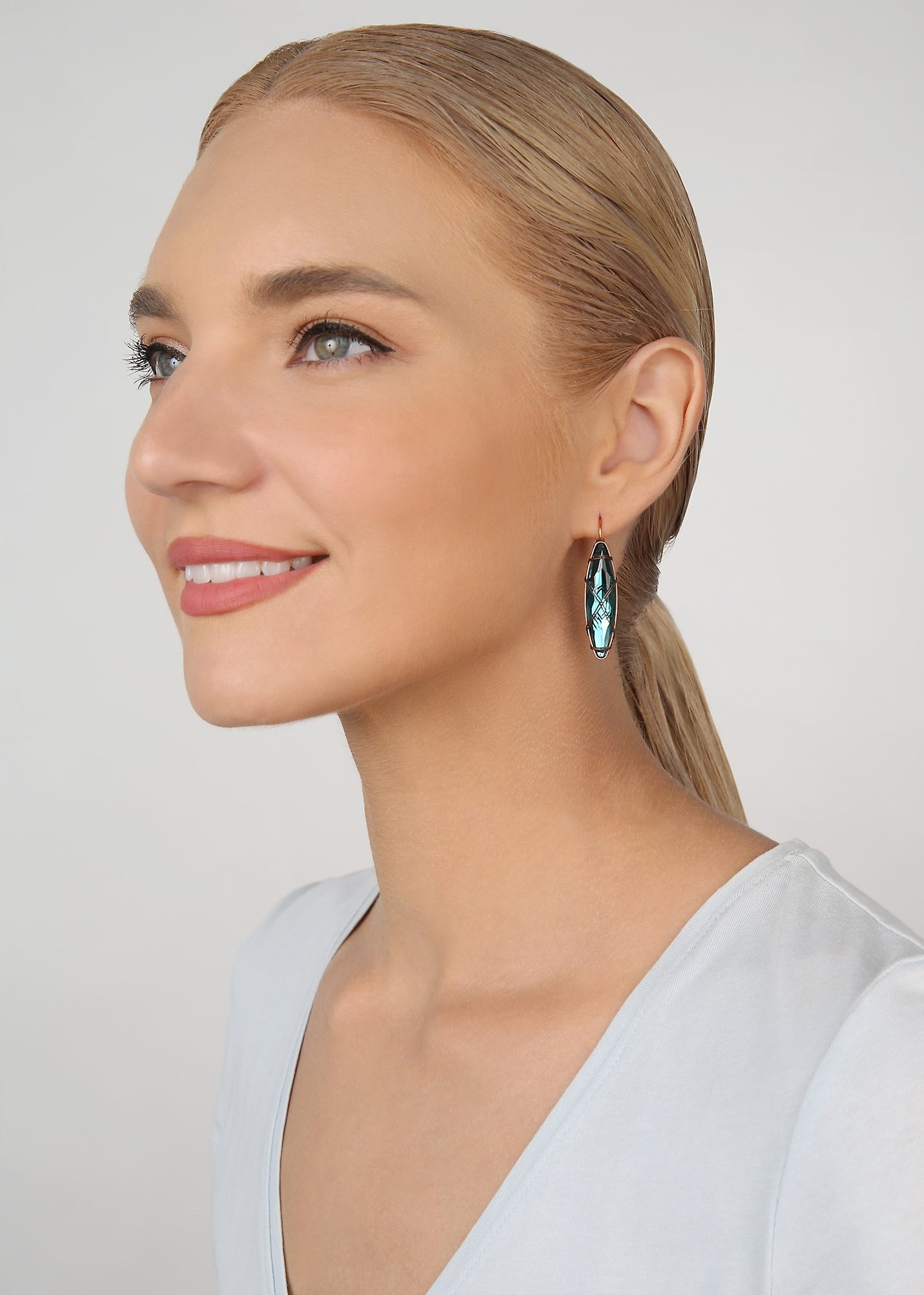 image for Earring eurowire Gem Chandelier Blue  