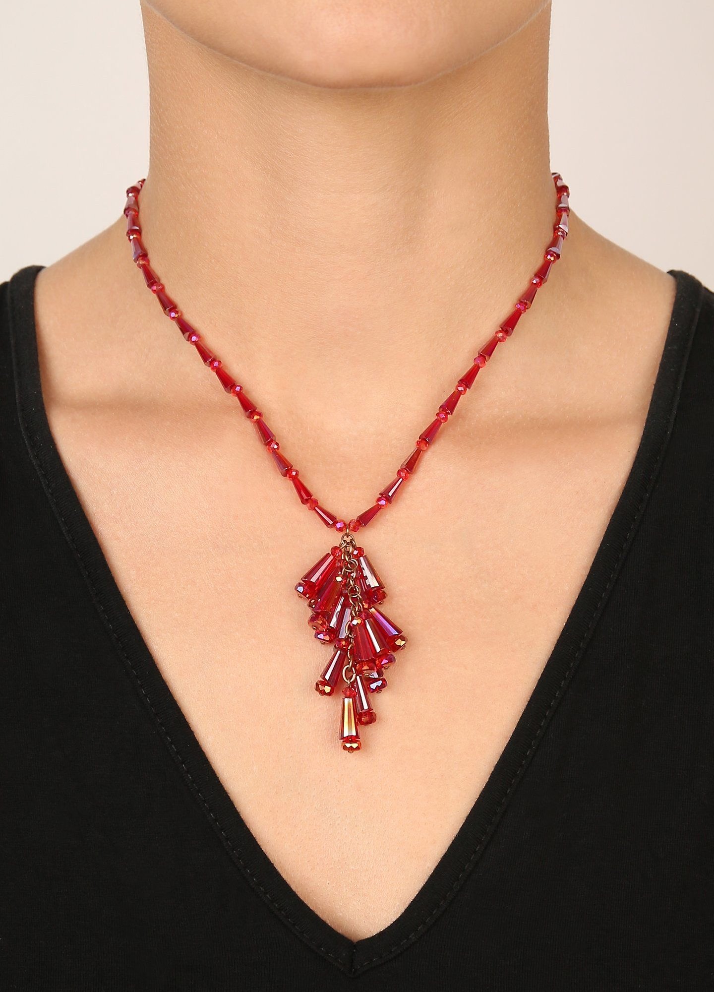 image pour Collier-Y Gem Chandelier Rouge  