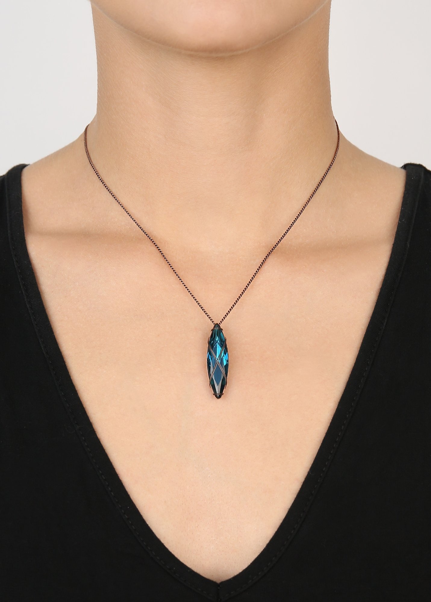 image for Necklace pendant Gem Chandelier Blue  