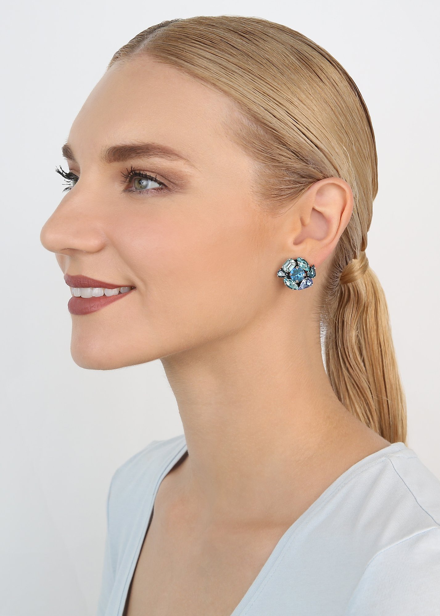 image pour Boucles d'oreilles Clip Afternoon Tea de Luxe Bleu  