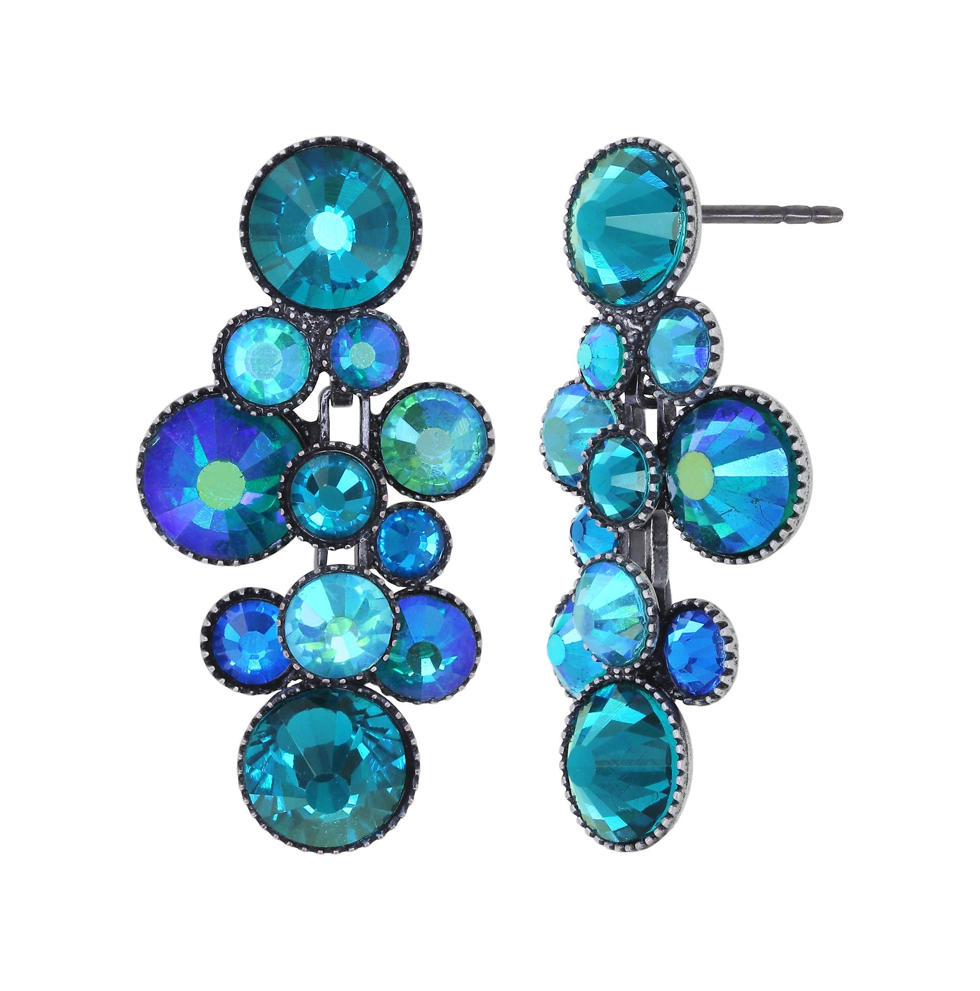 image for Earring Stud Dangling Water Cascade Dark Blue  