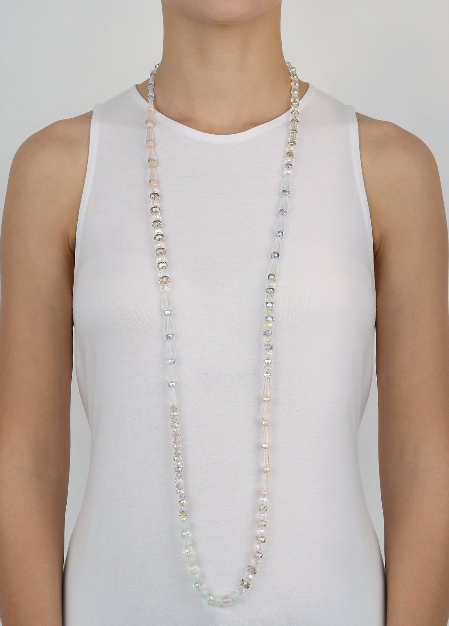 image for Necklace (long) Bead Snake Jelly White  