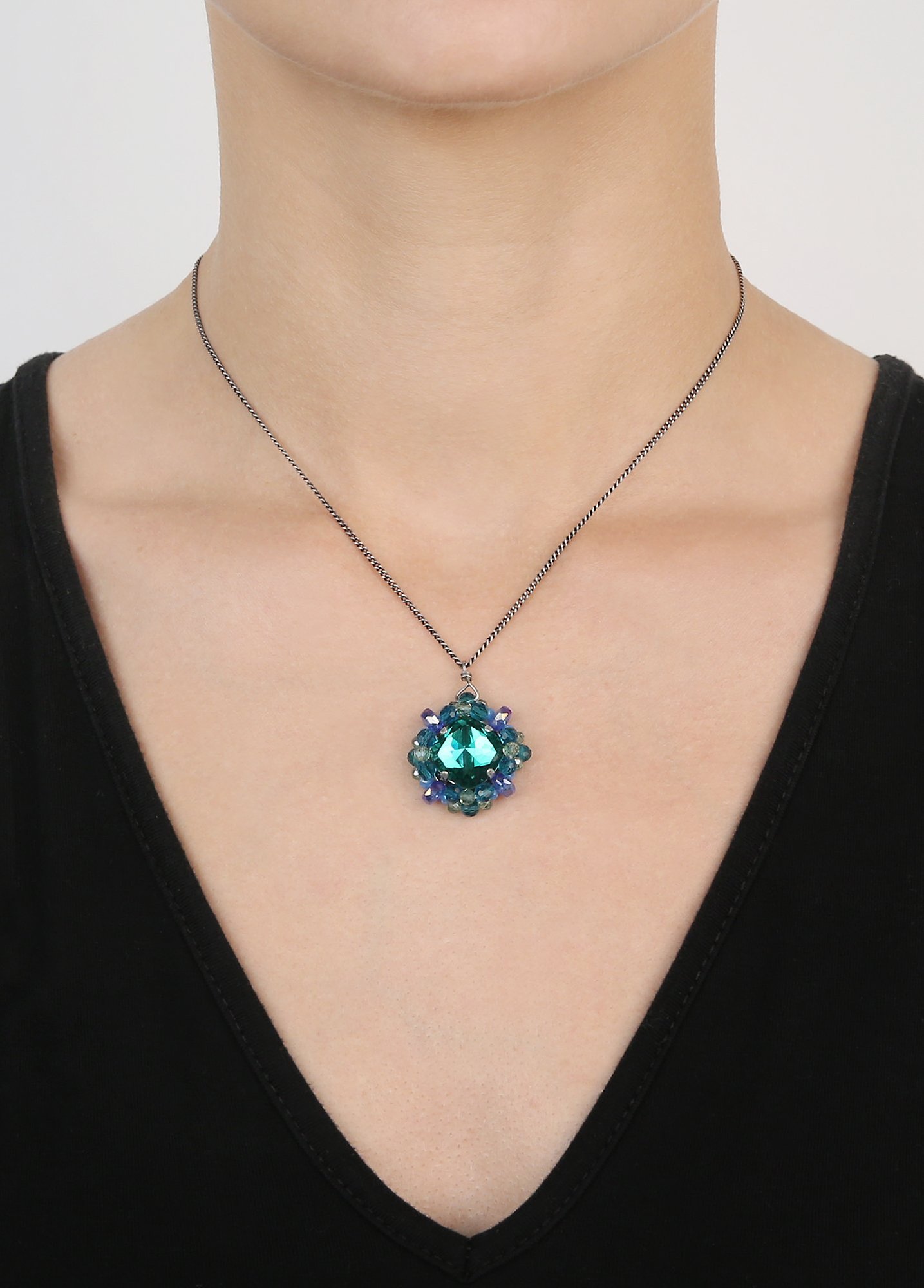 image for Necklace Pendant Bead Snake Jelly Blue / Green  