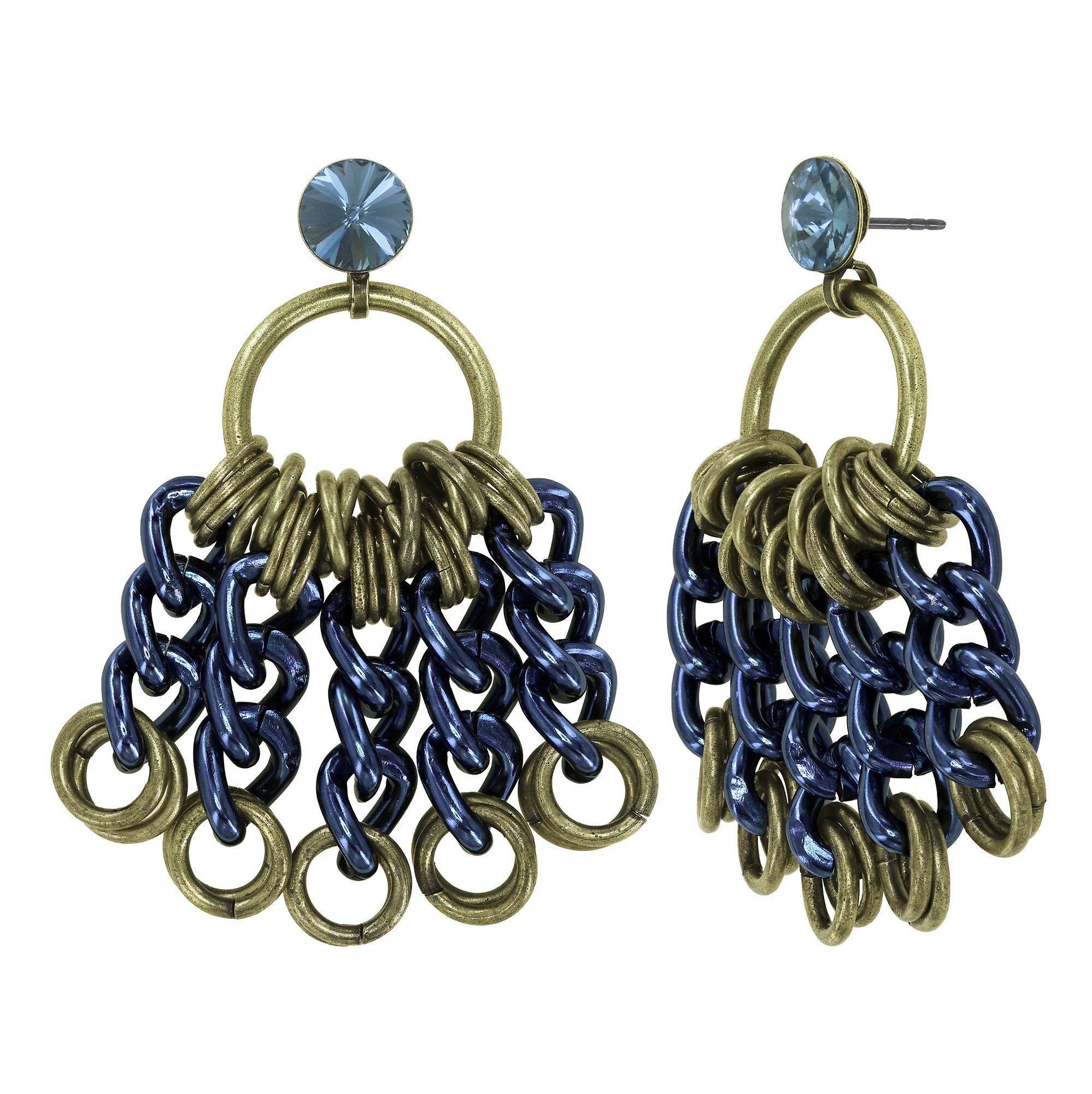 image for Earring Stud Dangling Unchained Metallic Blue  