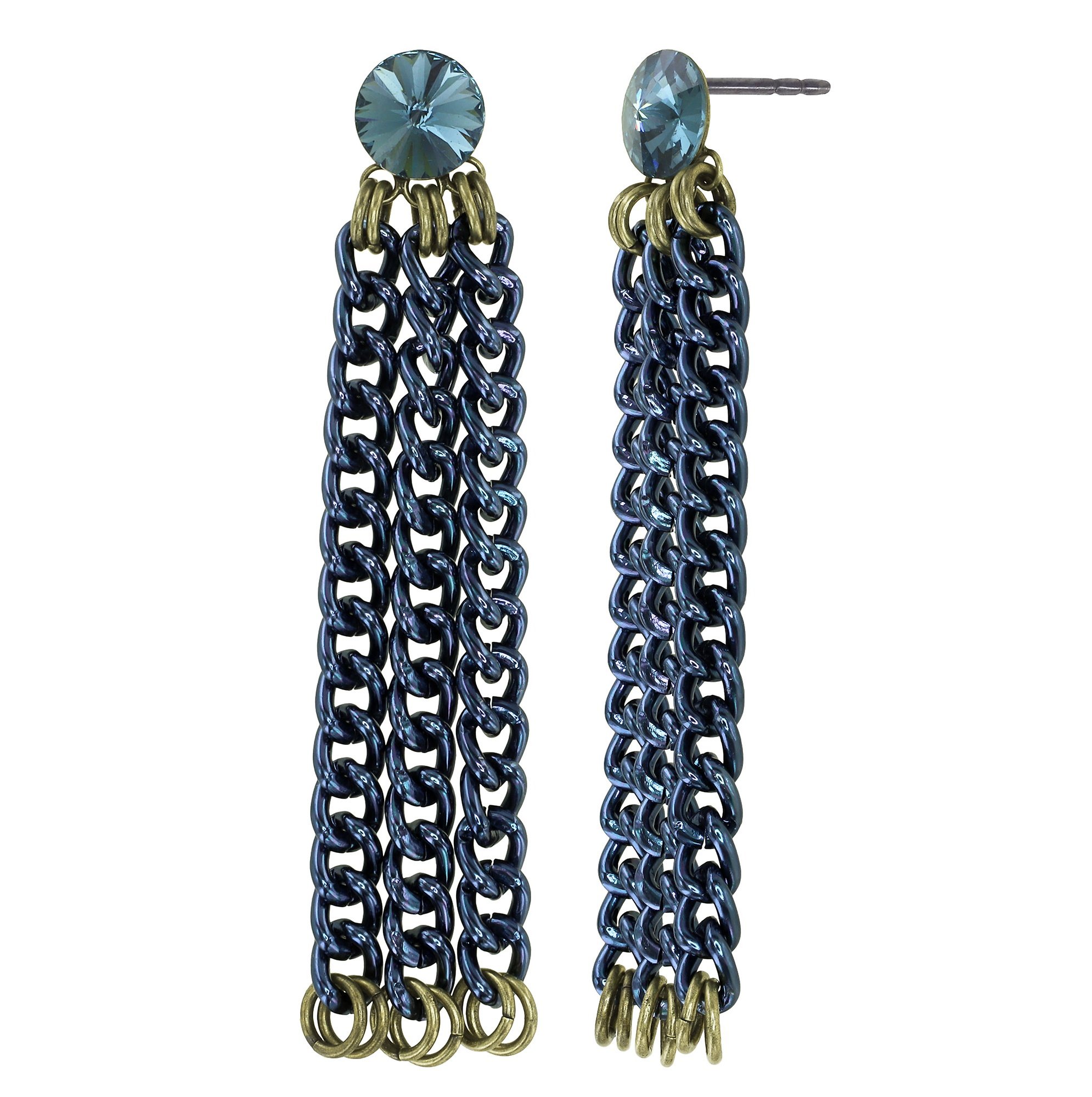 image for Earring Stud Dangling Unchained Metallic Blue  