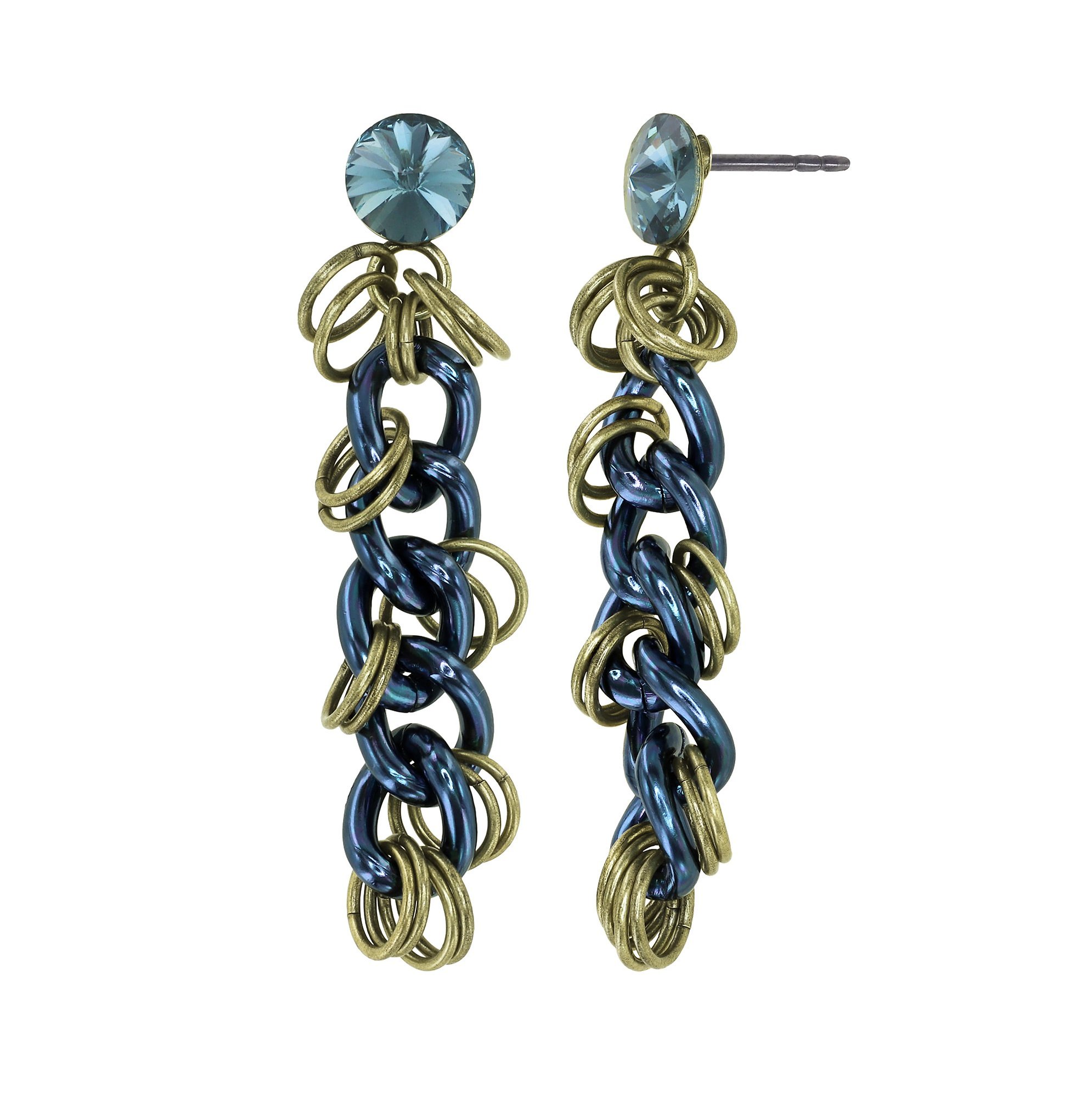 image for Earring Stud Dangling Unchained Metallic Blue  