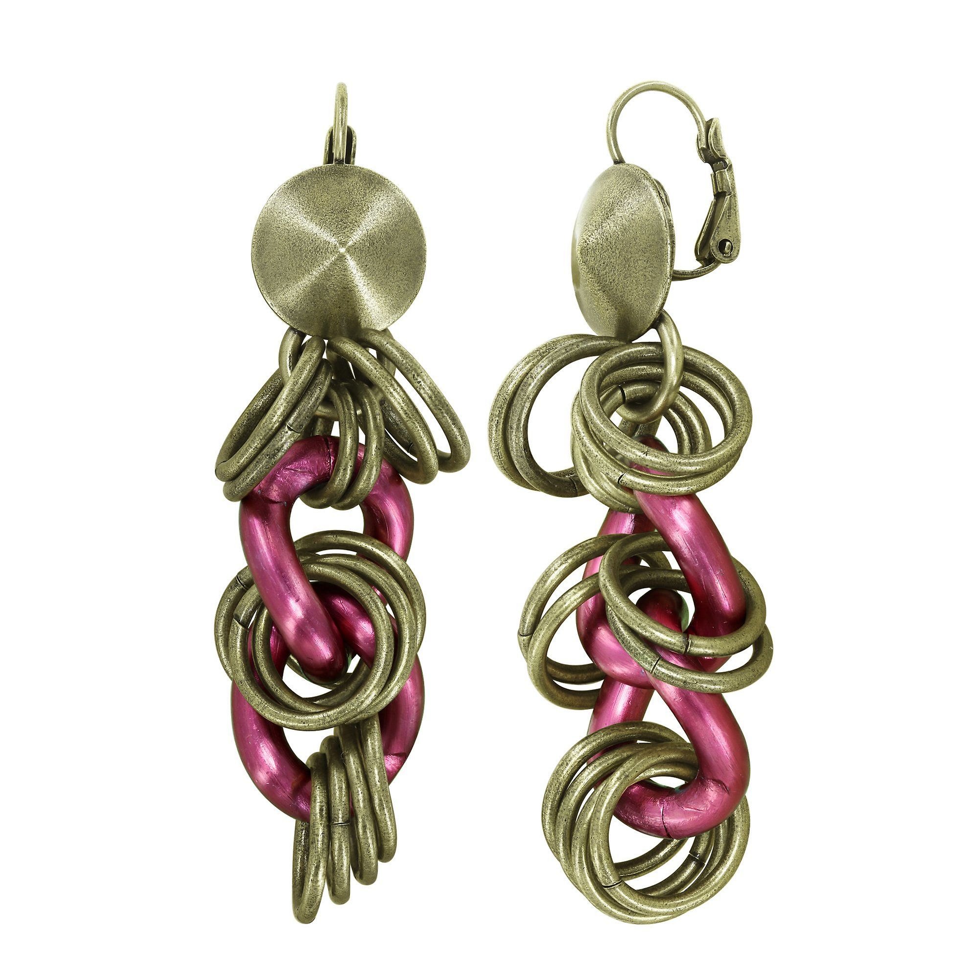 image for Earring Eurowire Dangling Unchained Red  