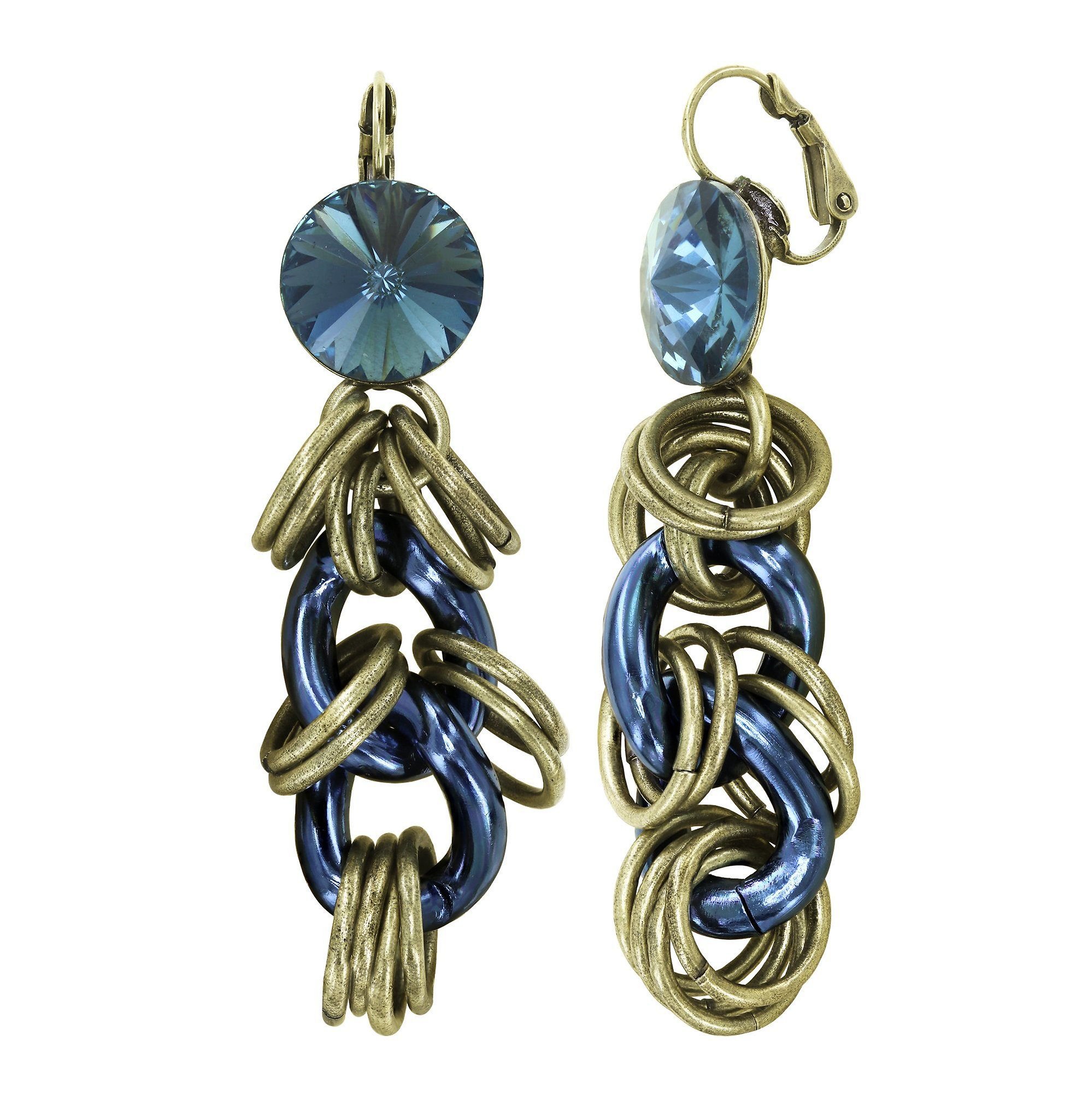 image for Earring Eurowire Dangling Unchained Metallic Blue  